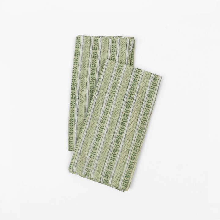 Striped Green Linen Napkin