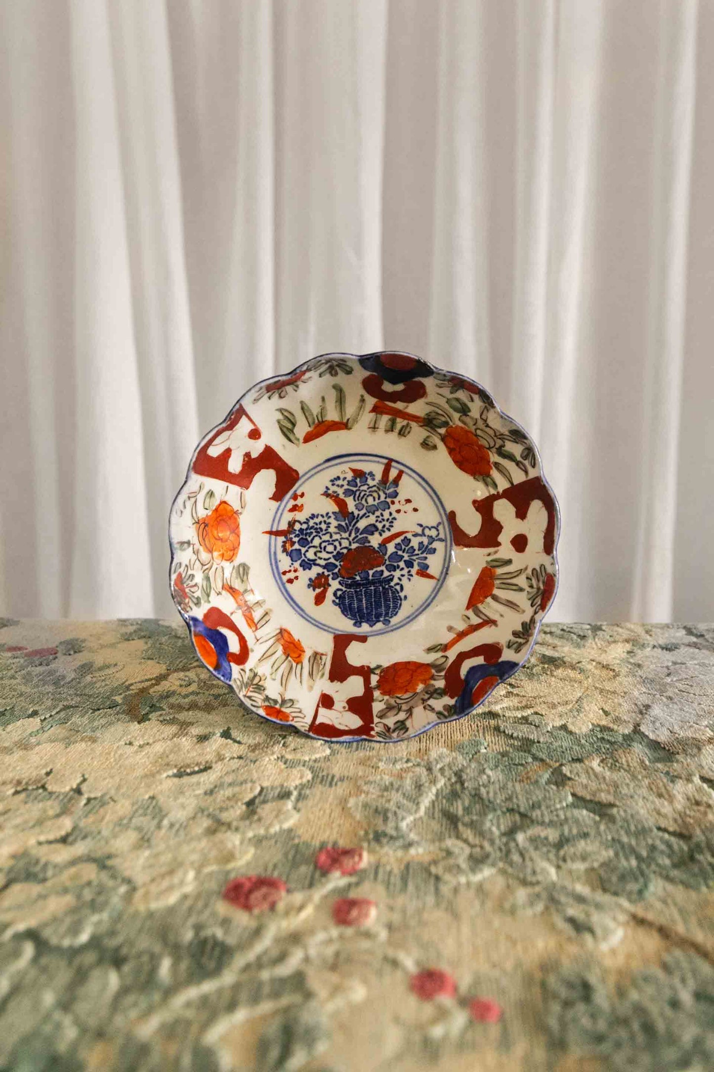Scalloped Orange and Blue Bowl