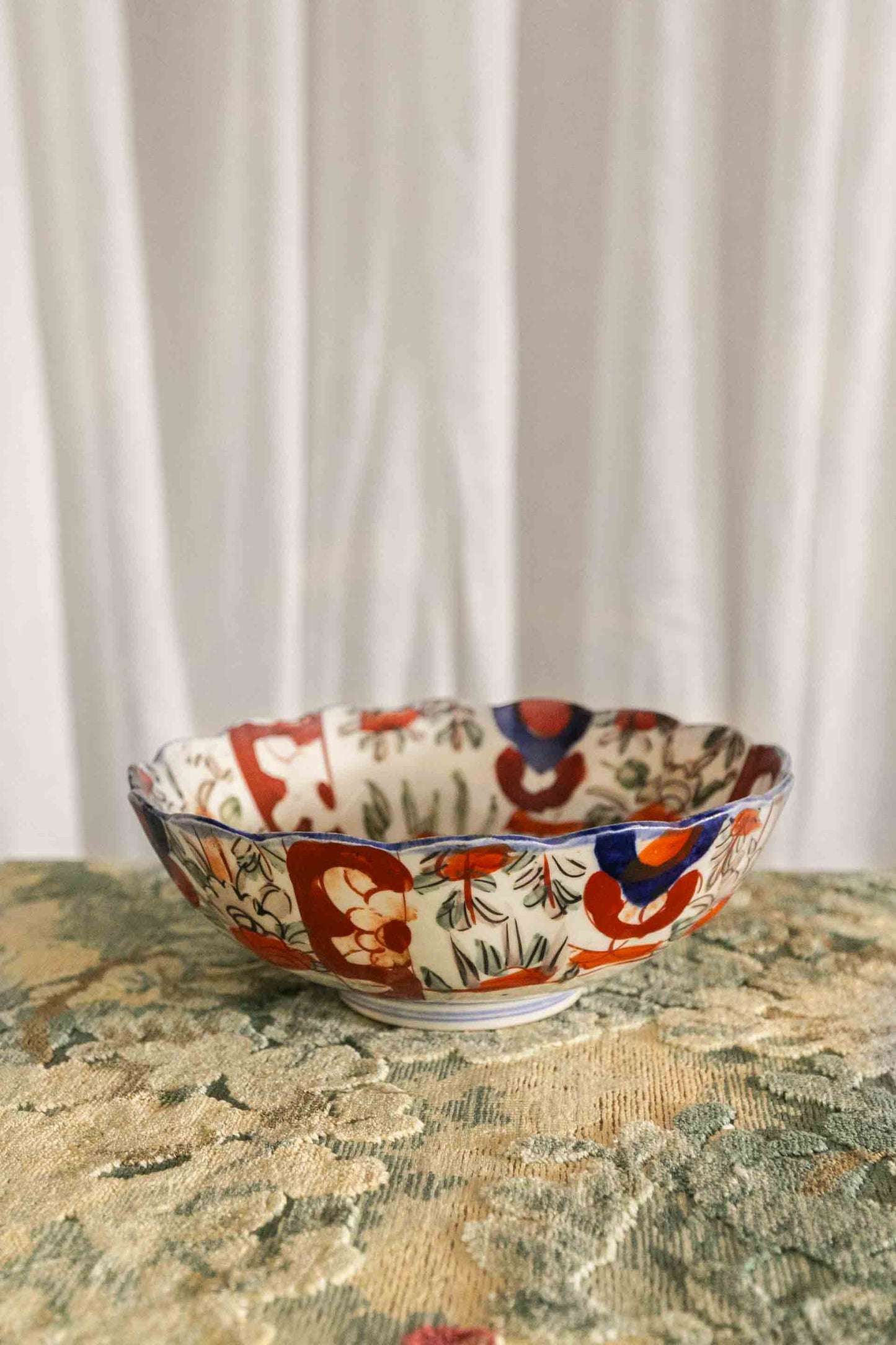 Scalloped Orange and Blue Bowl