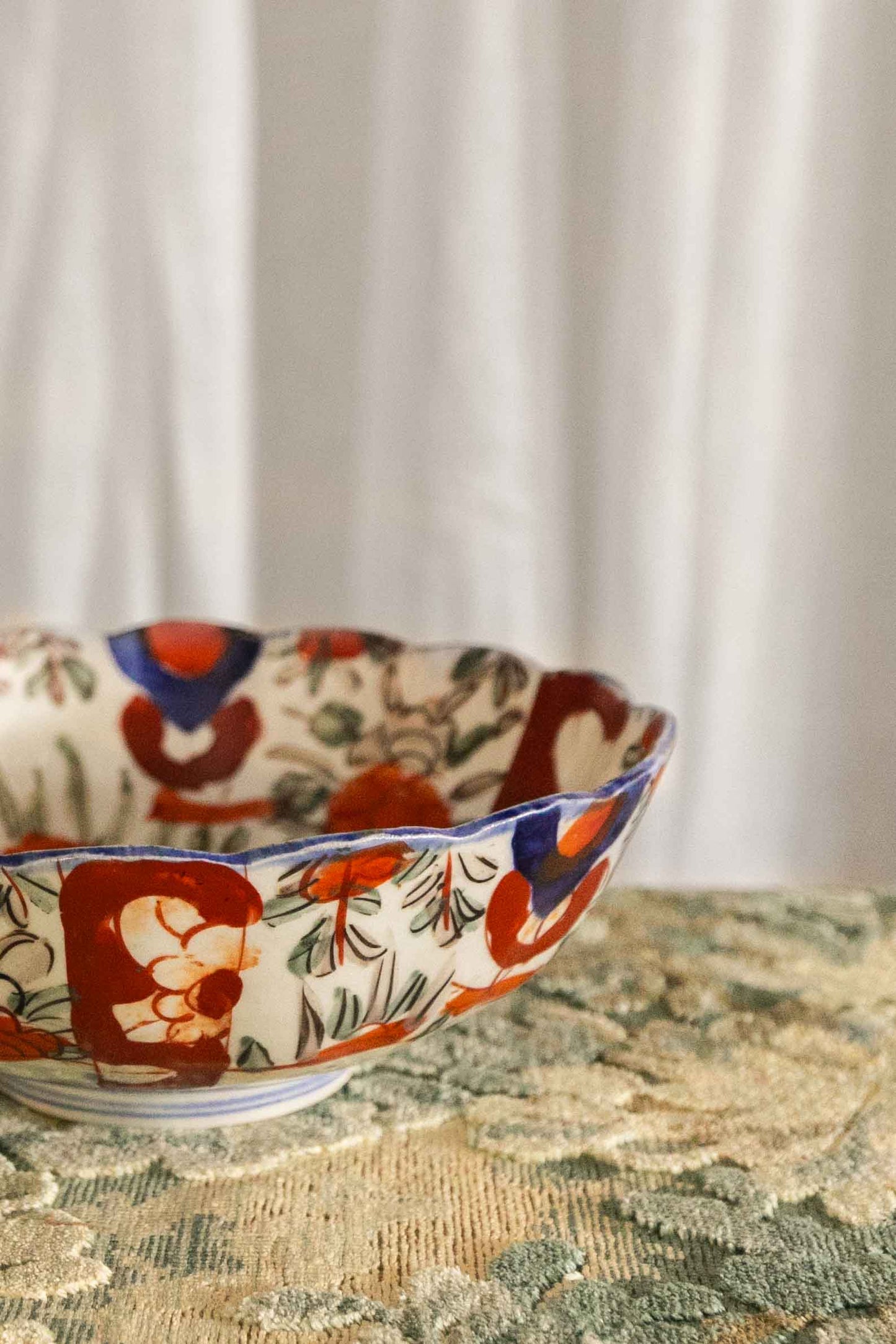 Scalloped Orange and Blue Bowl