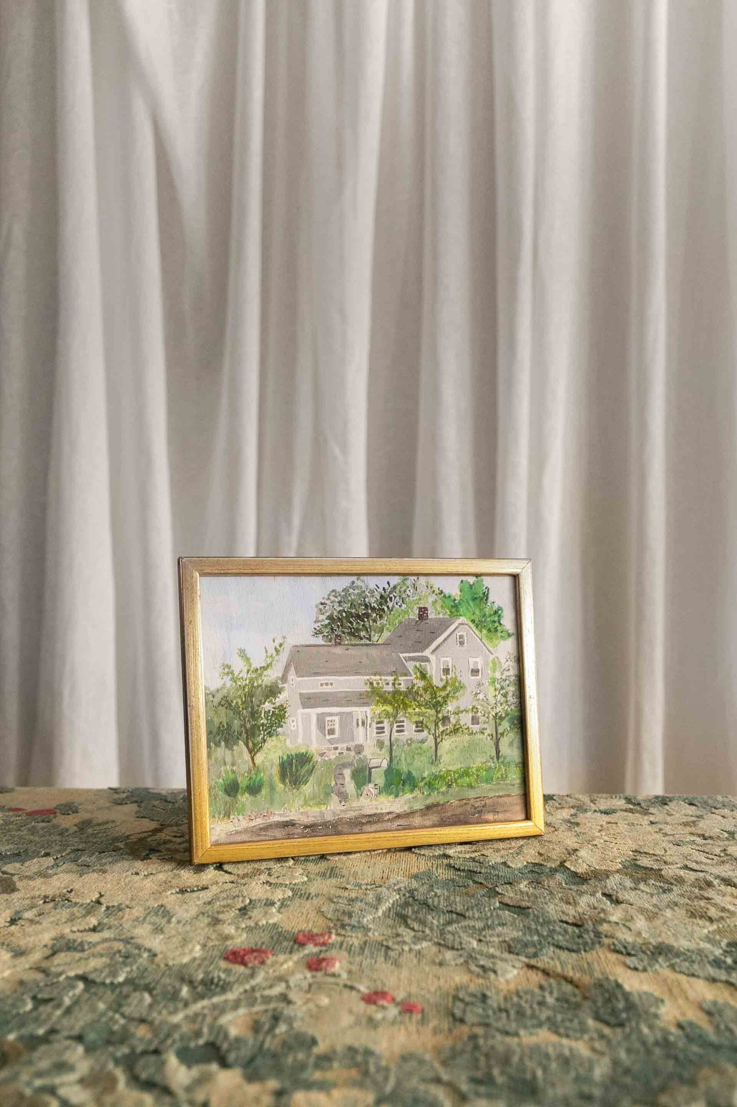 Framed Gray House Painting