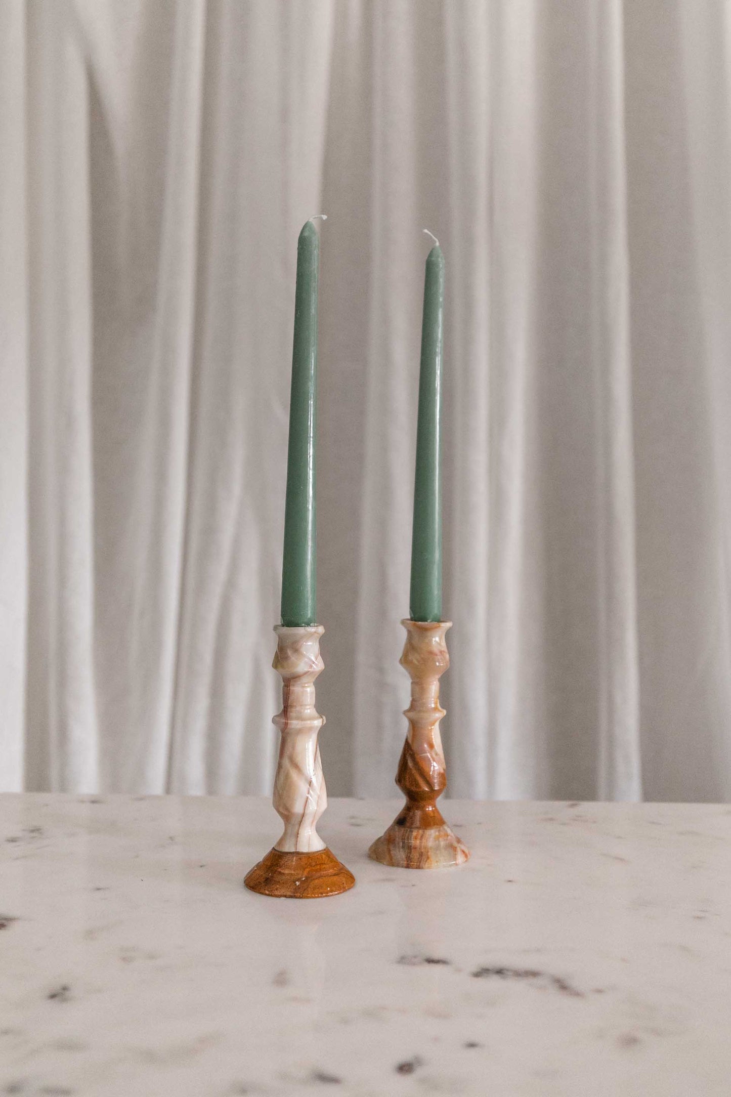 Onyx Candlesticks, Pair