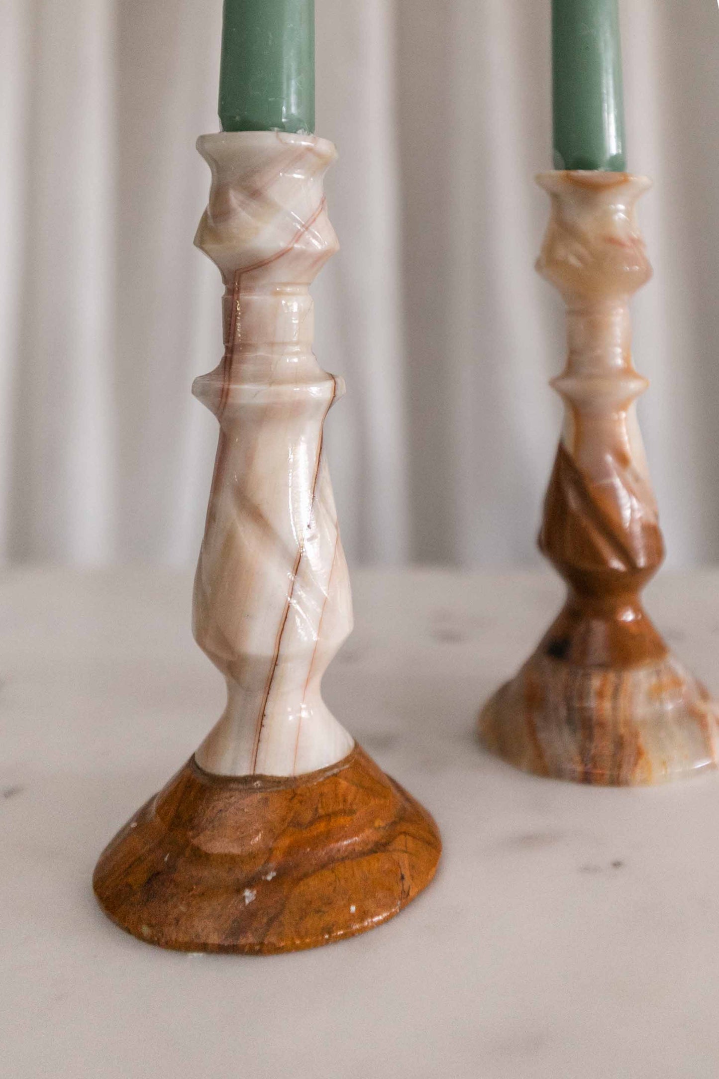 Onyx Candlesticks, Pair