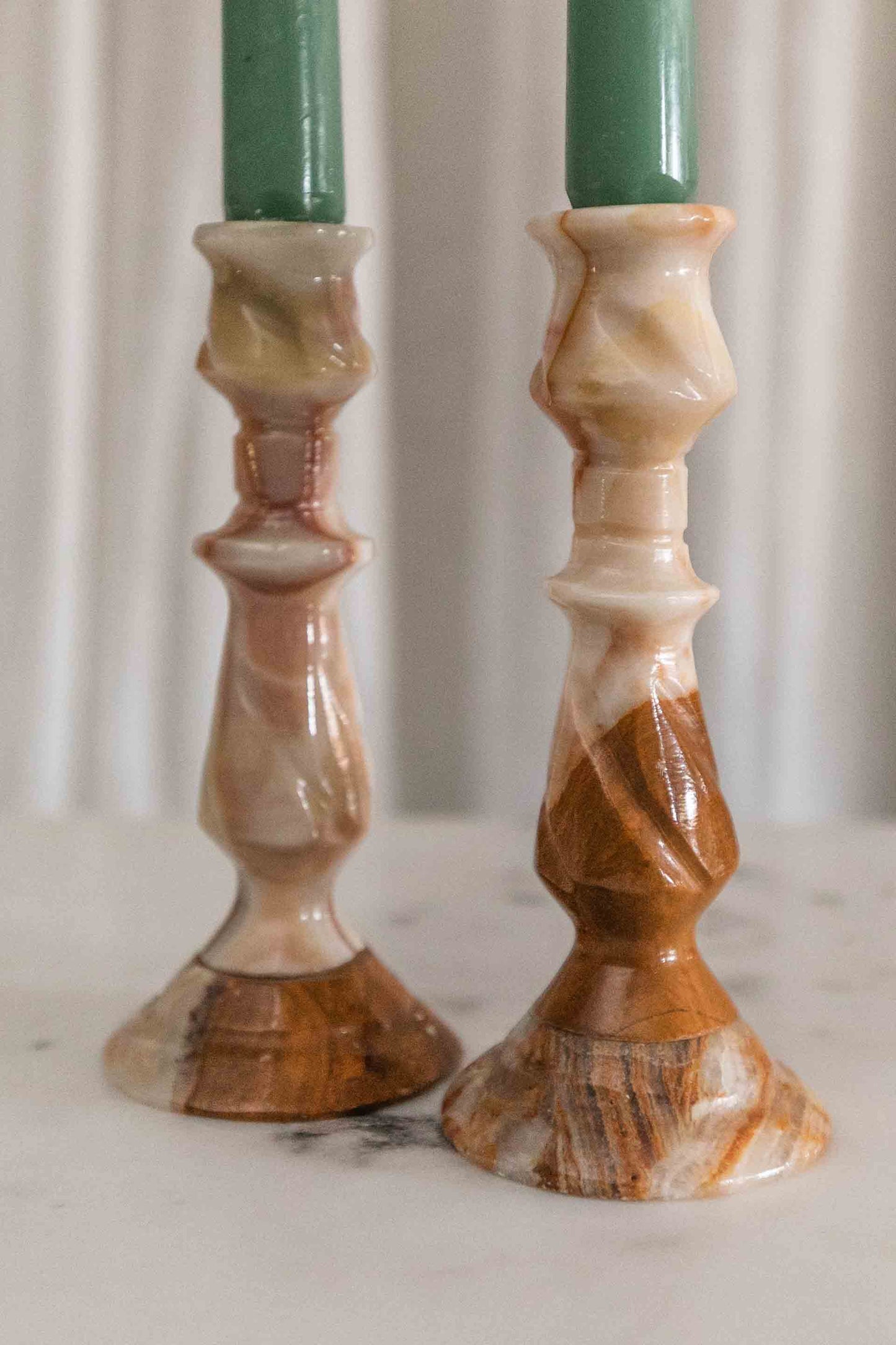 Onyx Candlesticks, Pair
