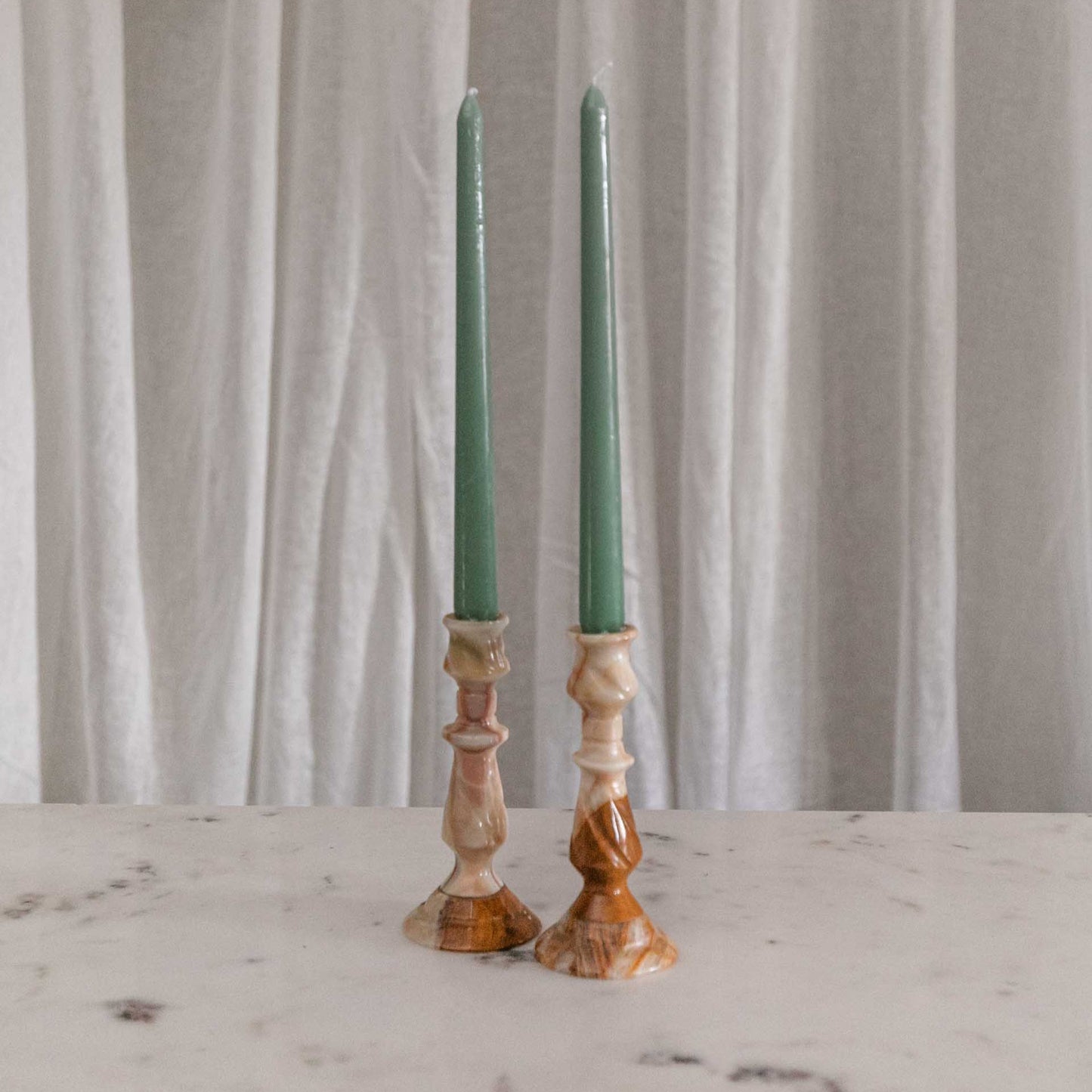 Onyx Candlesticks, Pair