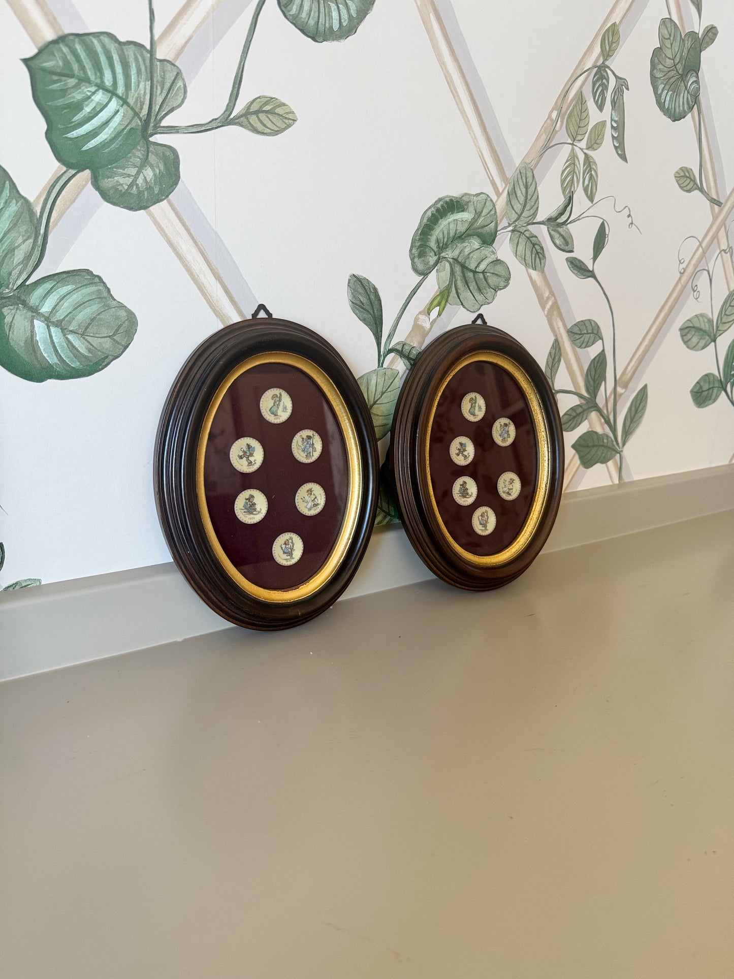 Oval Framed Pair of Hummel Plates