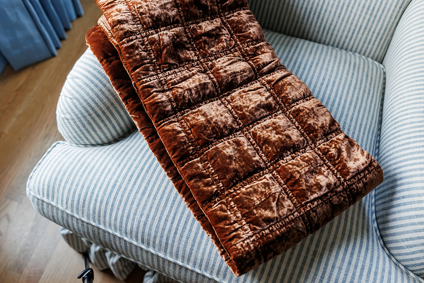 Quilted Velvet Throw, Copper