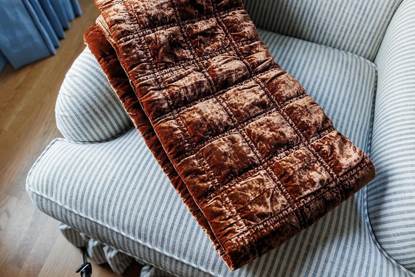 Quilted Velvet Throw, Copper