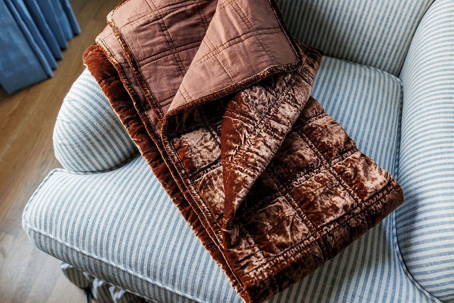 Quilted Velvet Throw, Copper