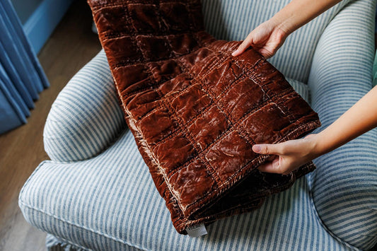 Quilted Velvet Throw, Copper