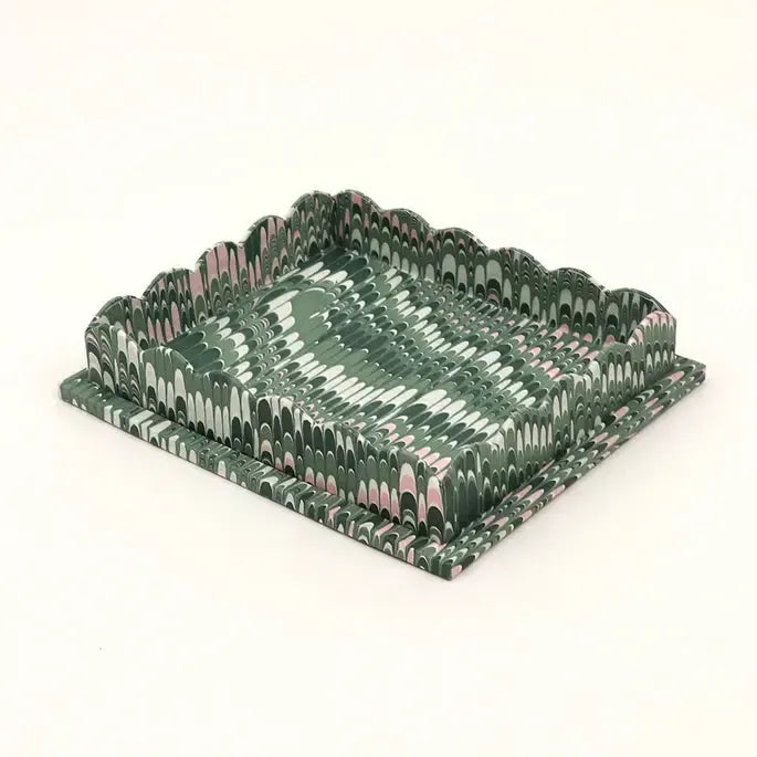 Green Scalloped Tray, 2 Sizes