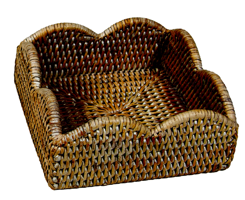 Rattan Scalloped Napkin Holder - OAKSTREET SHOPPE