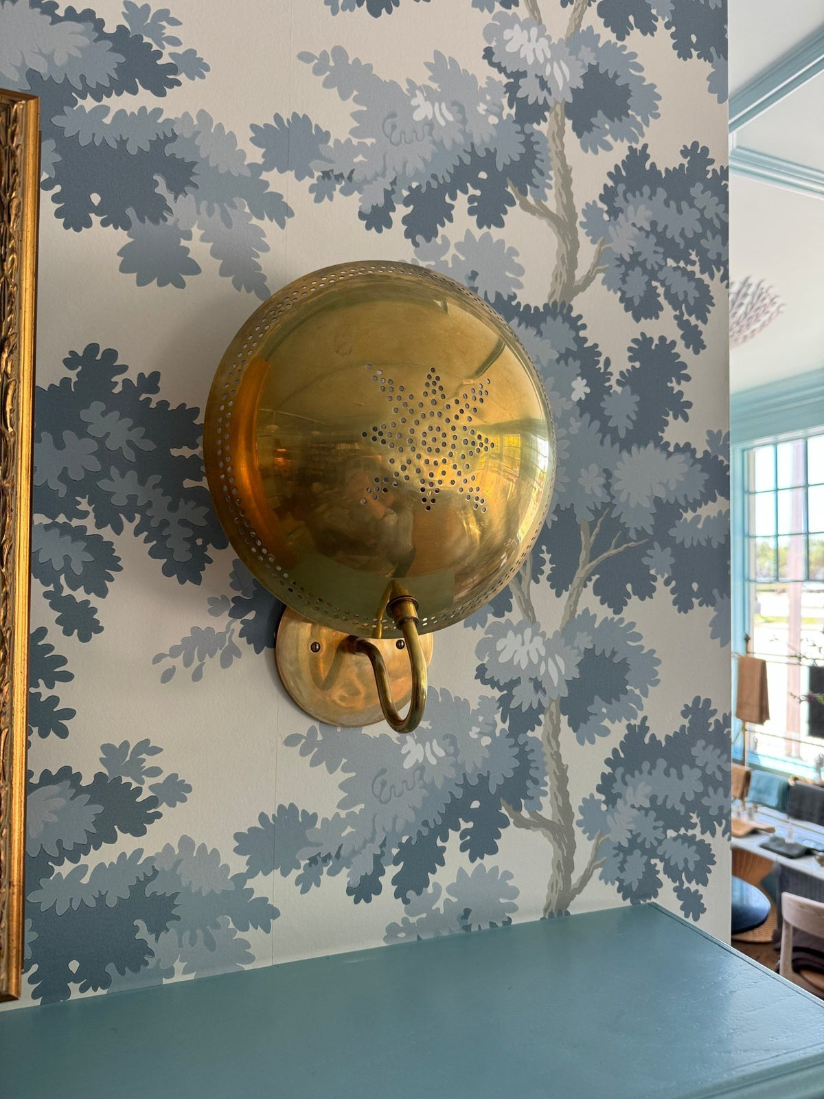 Brass Sconce with Pierced Star Detail - OAKSTREET SHOPPE