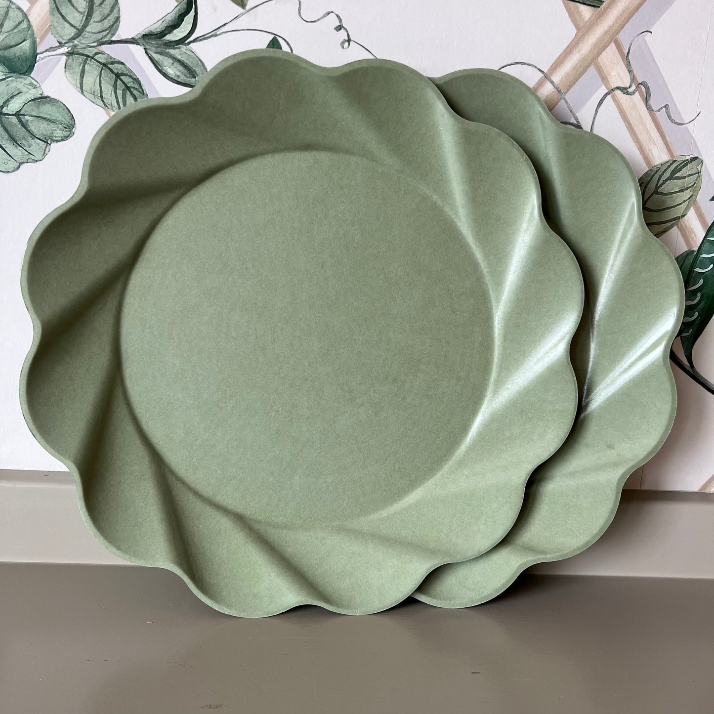Simply Eco Green Pleated Plates, Set of 8
