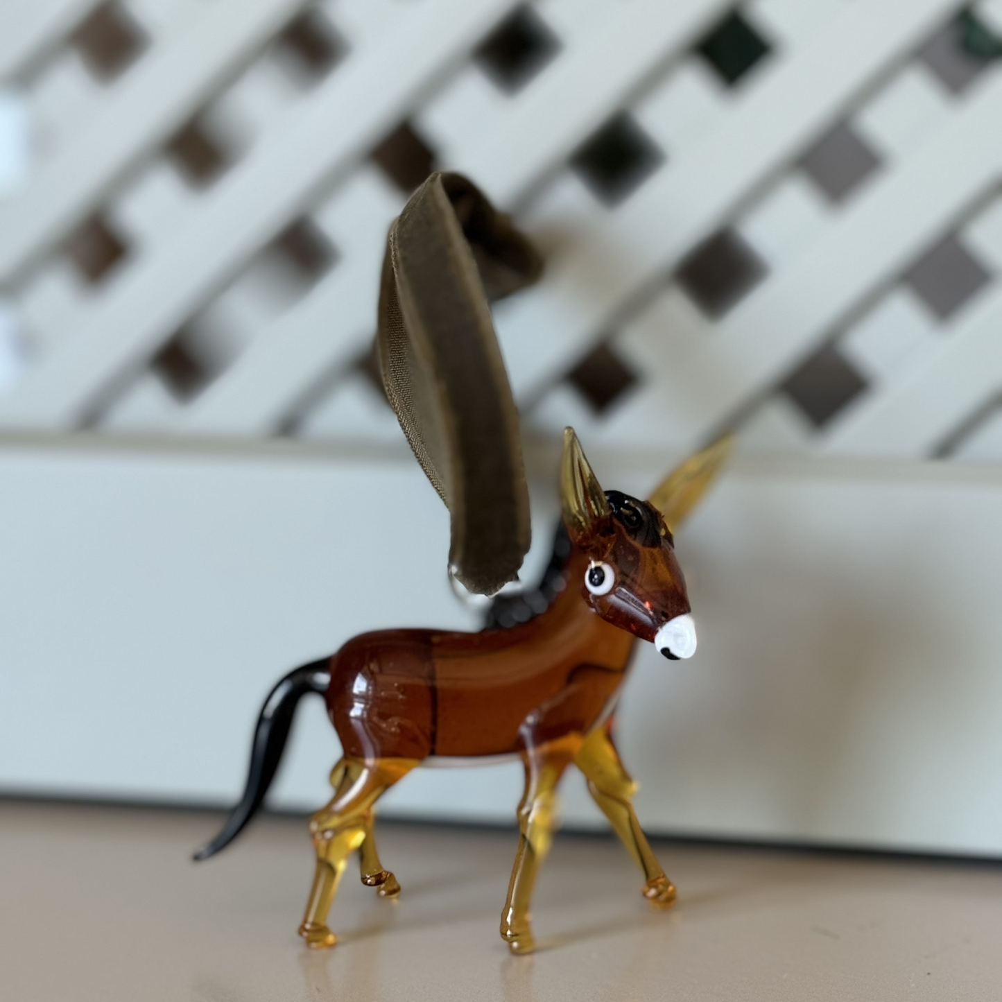 Donkey, Blown Glass Ornament