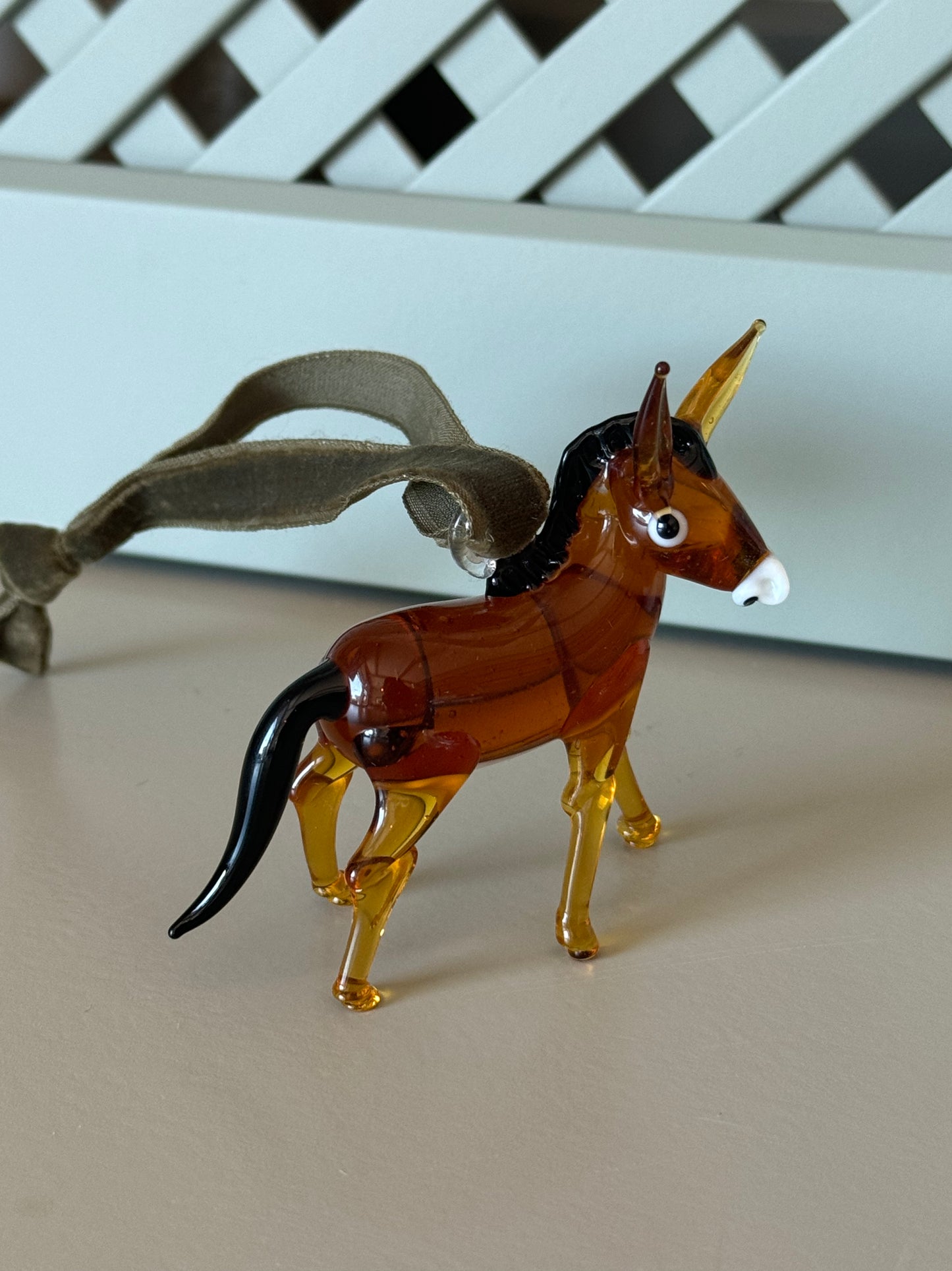 Donkey, Blown Glass Ornament