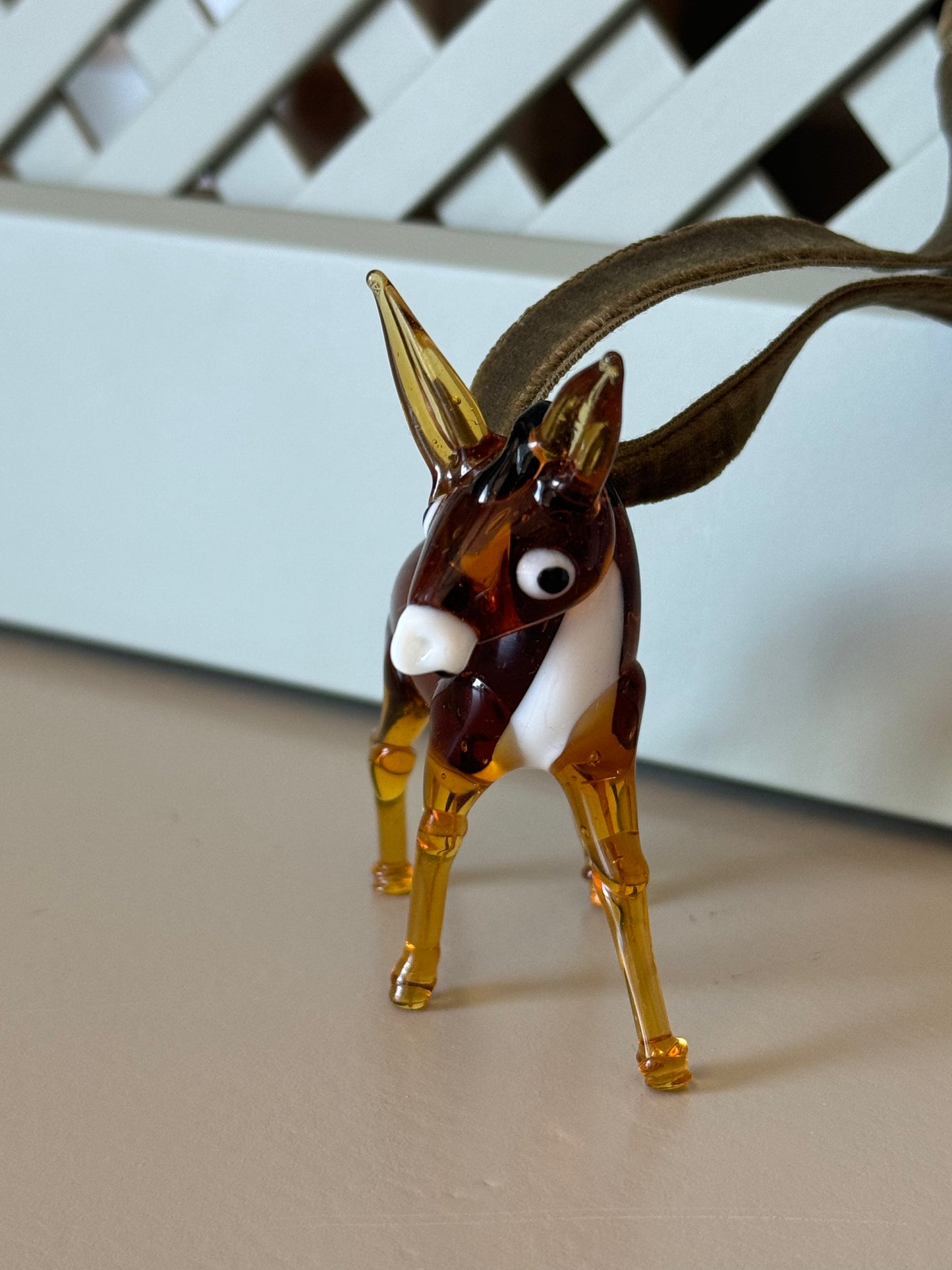 Donkey, Blown Glass Ornament