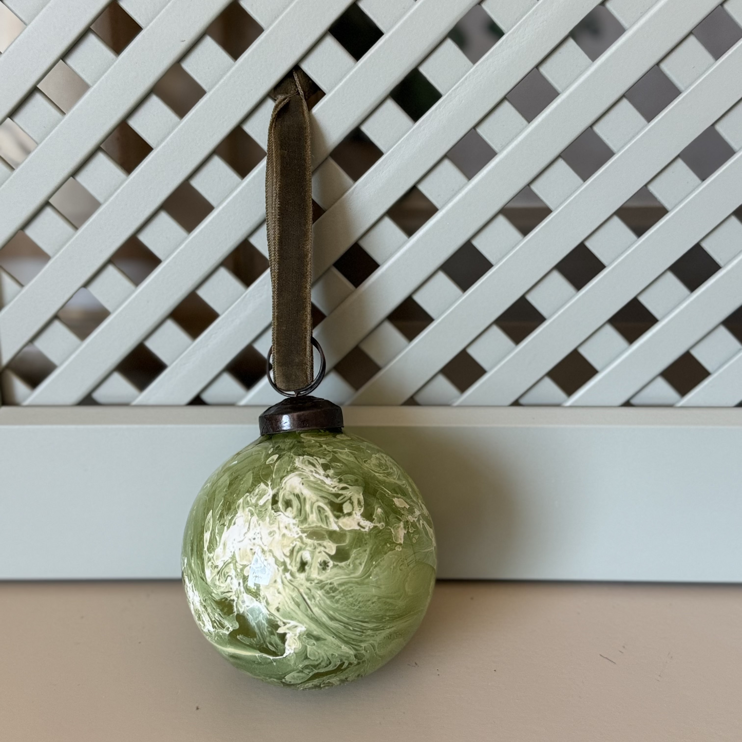 Green Marbled Glass Ornament