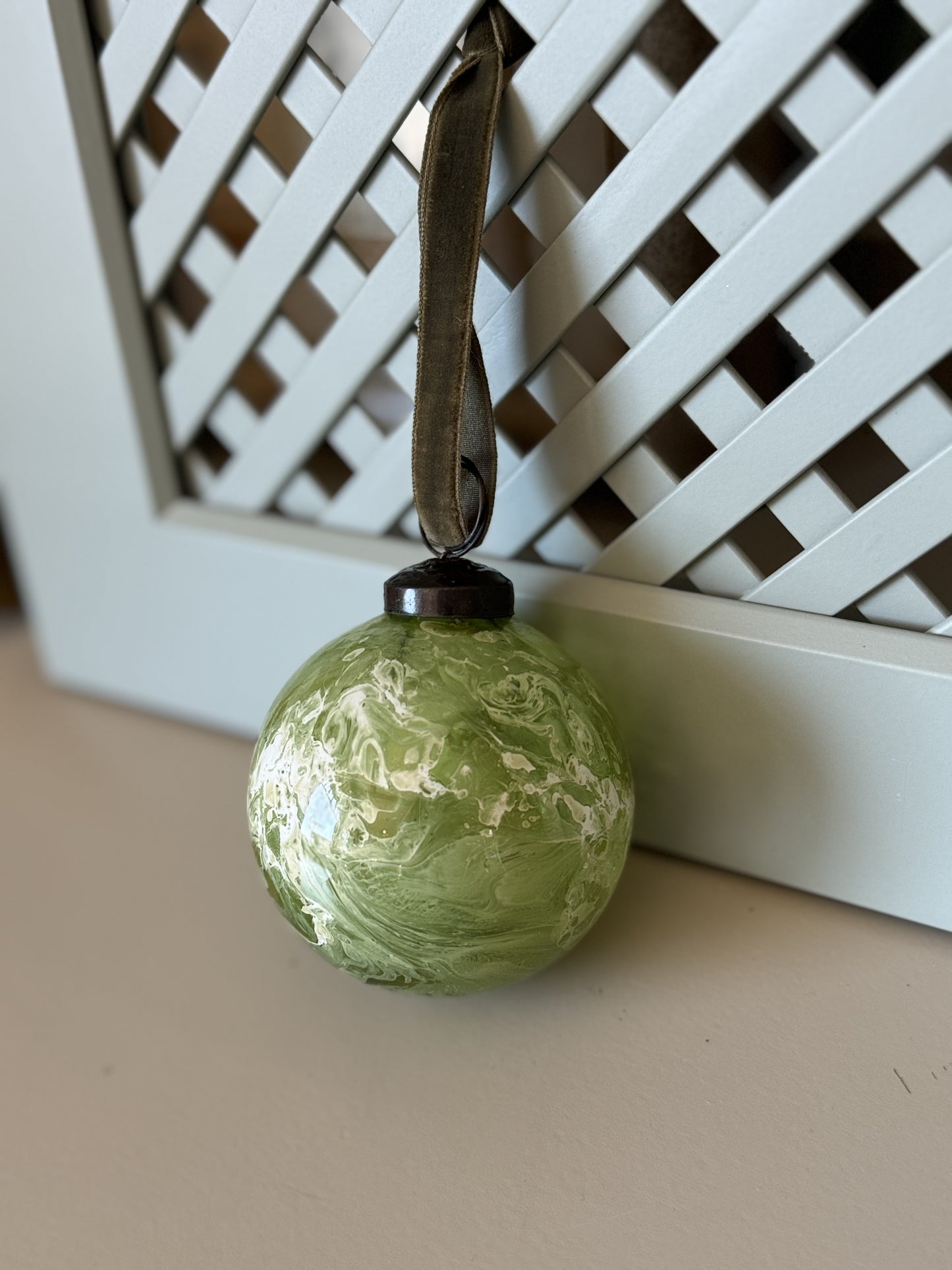 Green Marbled Glass Ornament