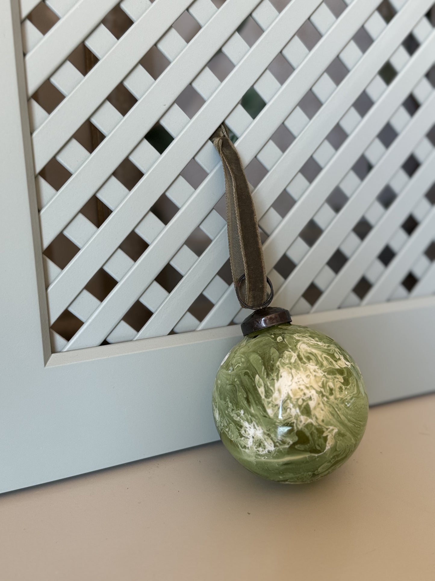 Green Marbled Glass Ornament