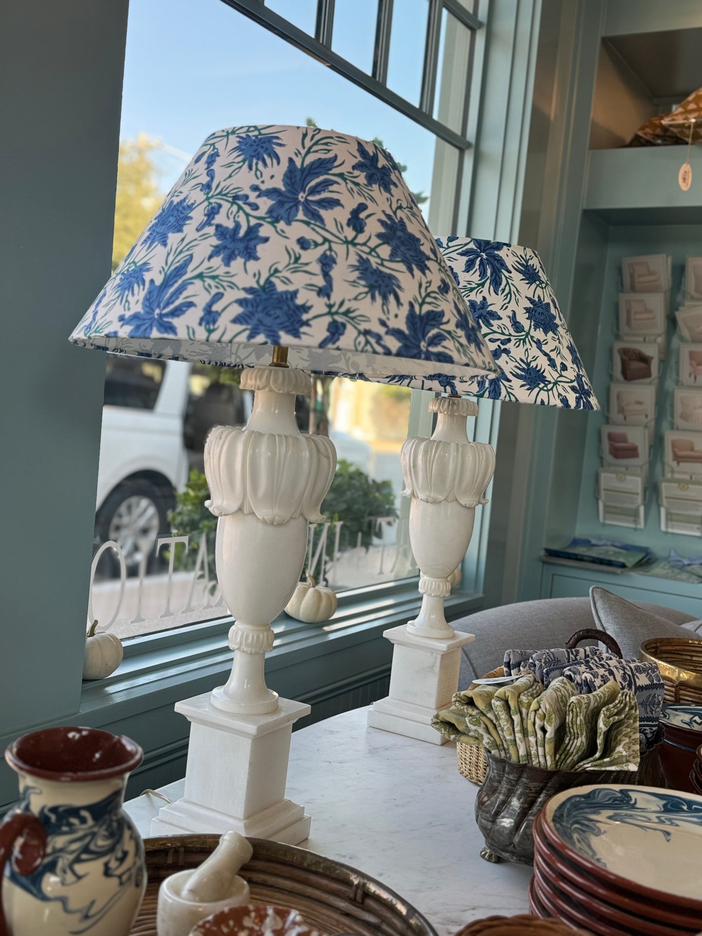 Blue Floral Coolie Shades