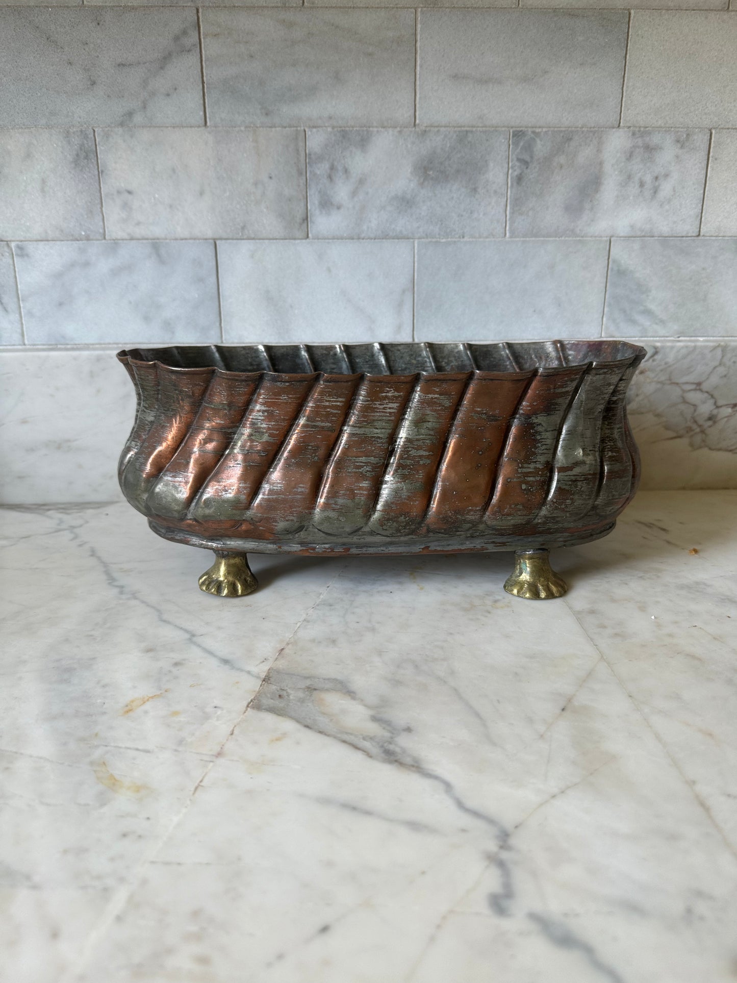Footed Metal Vessel
