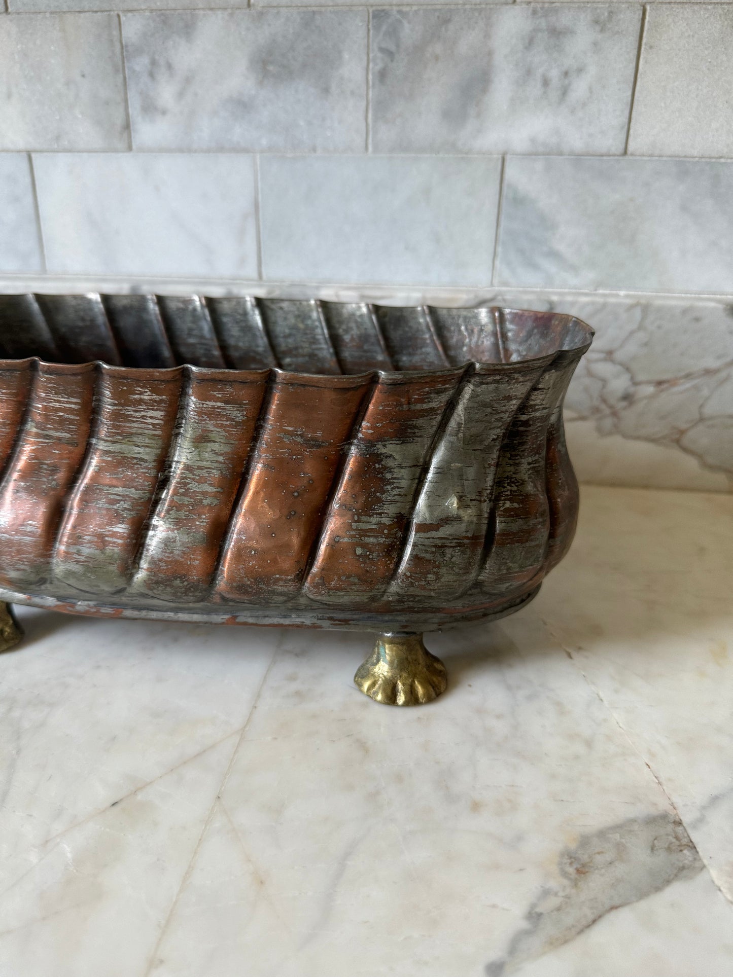 Footed Metal Vessel