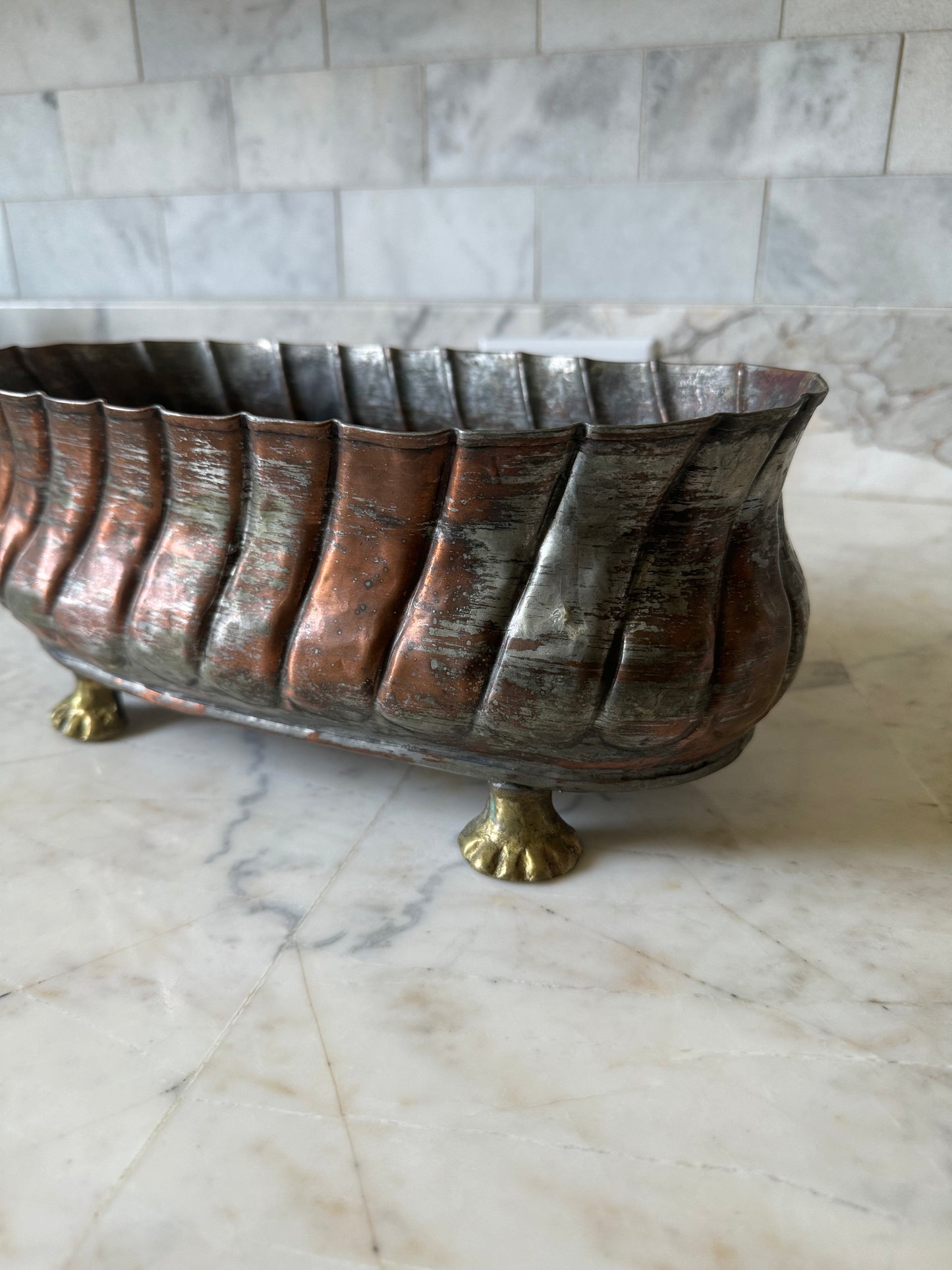 Footed Metal Vessel
