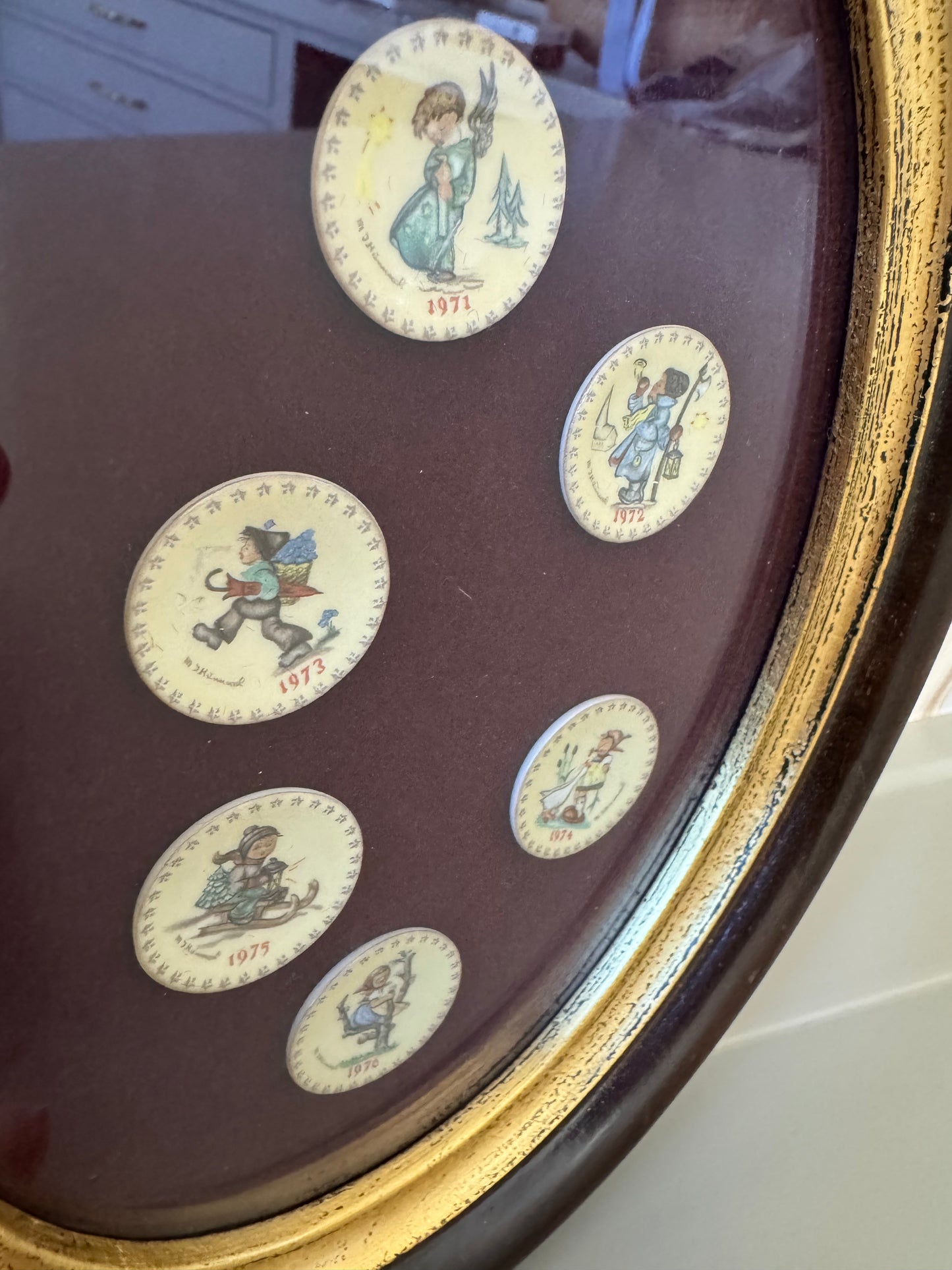 Oval Framed Pair of Hummel Plates