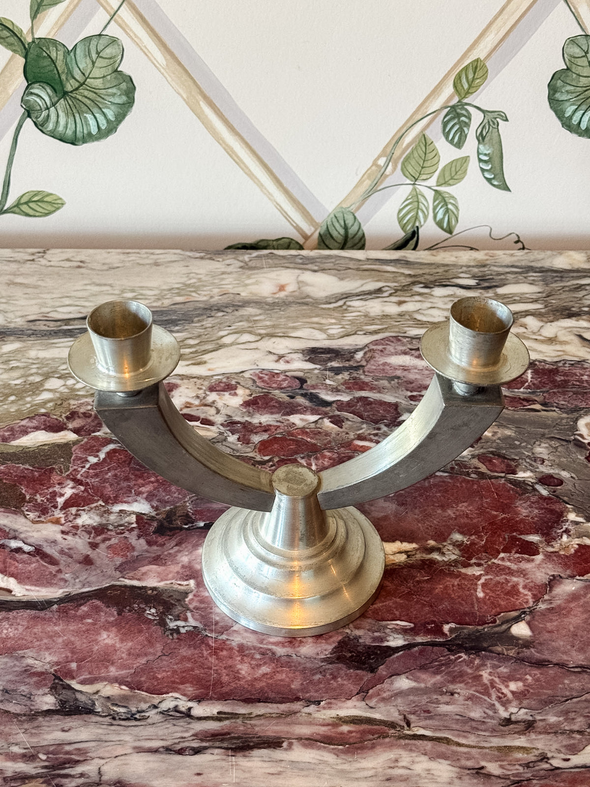 Pewter Double Candlestick Holder