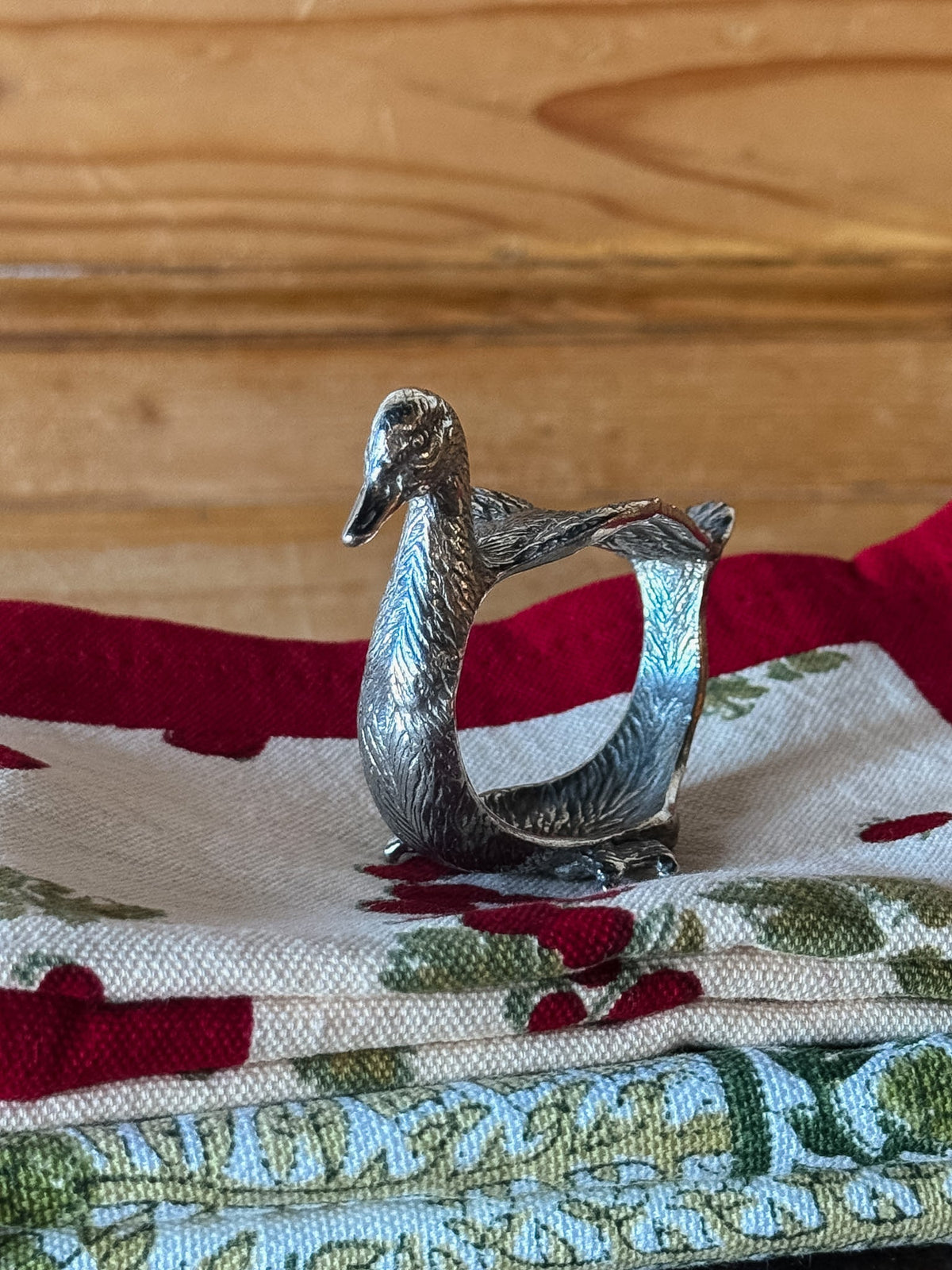 Duck Napkin Ring, Pewter - OAKSTREET SHOPPE