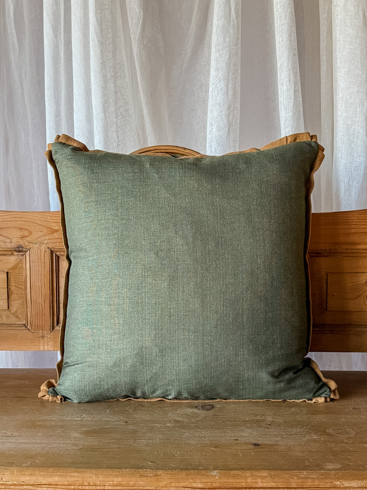 Green and Tan Pillow - OAKSTREET SHOPPE