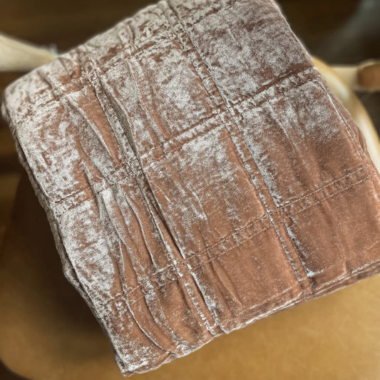 Quilted Velvet Throw, Dusty Rose