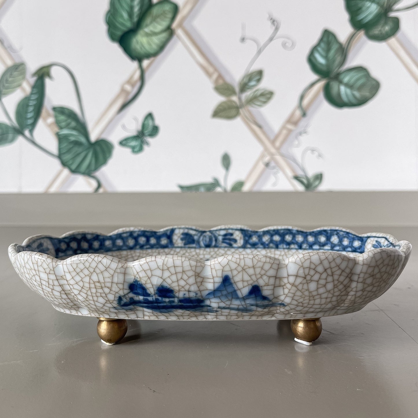 Blue Willow Oval Footed Dish