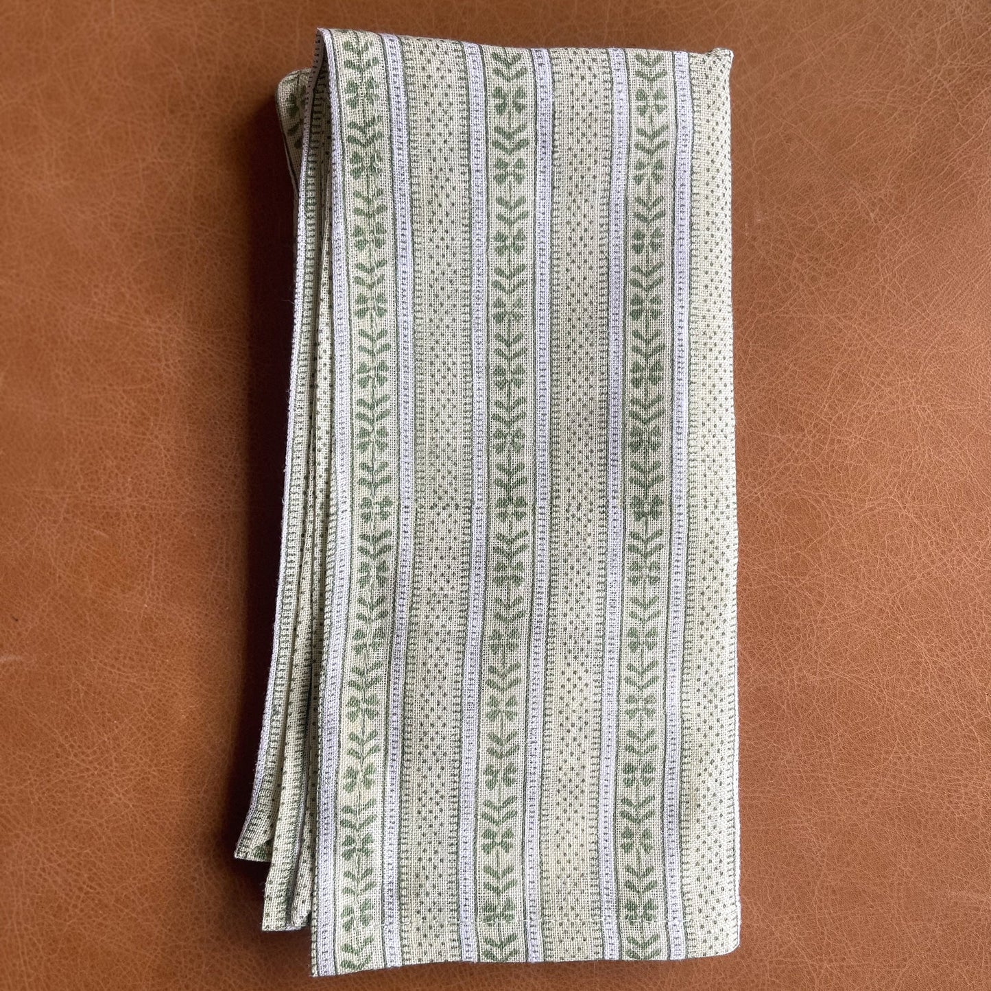 Striped Green Linen Napkin