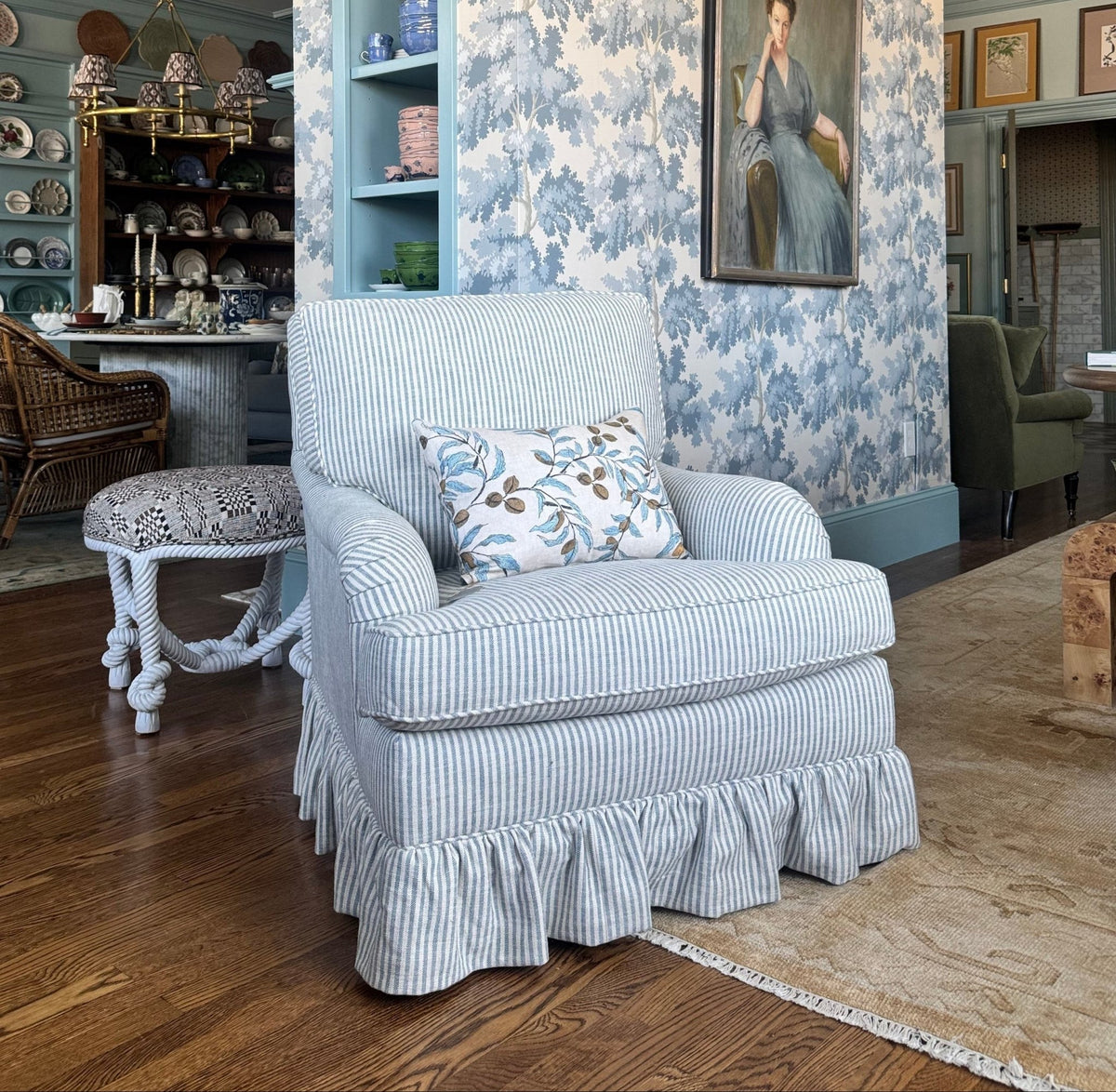 Skirted Arm Chair - OAKSTREET SHOPPE