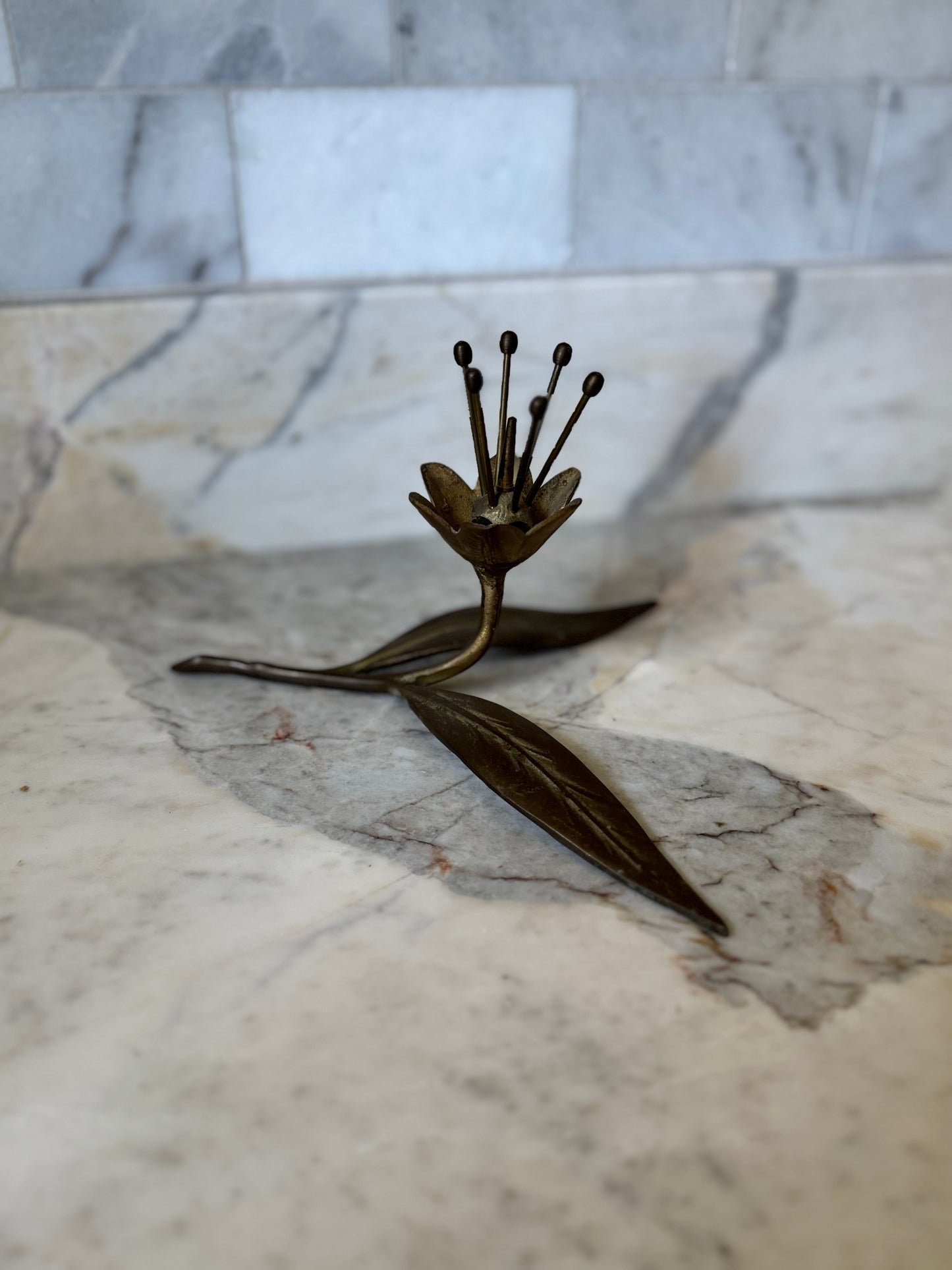 Brass Bedside Flower Ring Holder