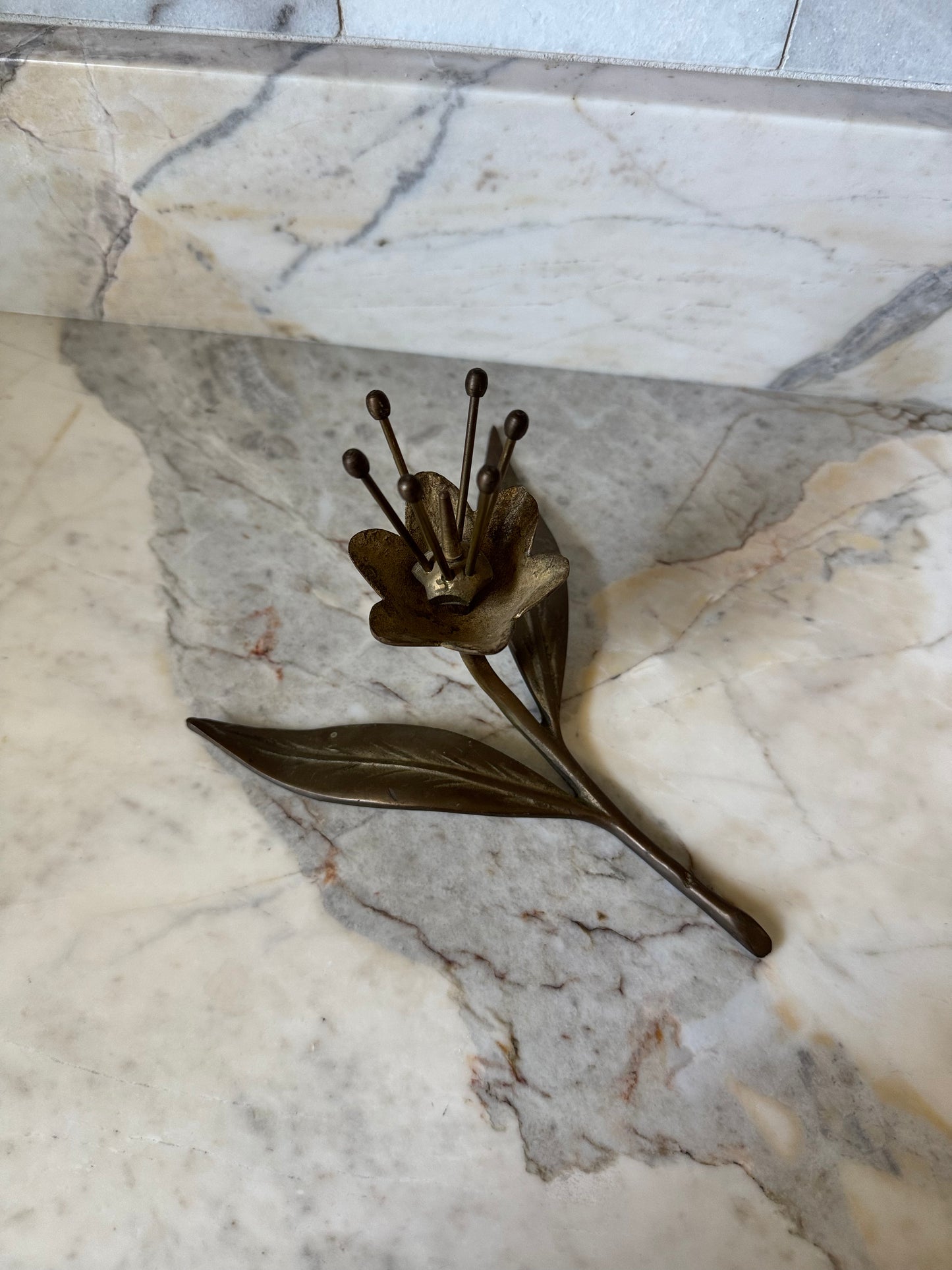 Brass Bedside Flower Ring Holder