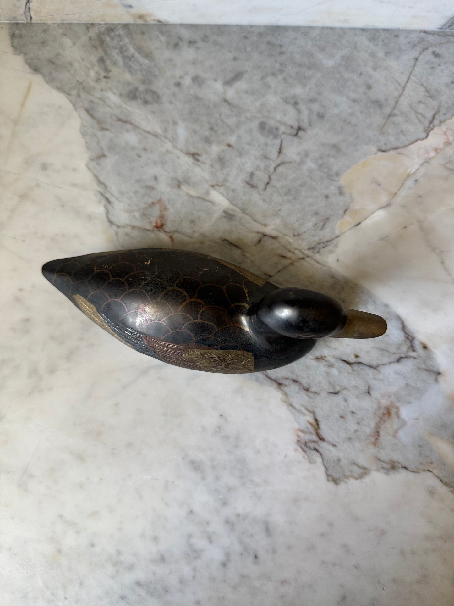 Medium Painted Brass Duck