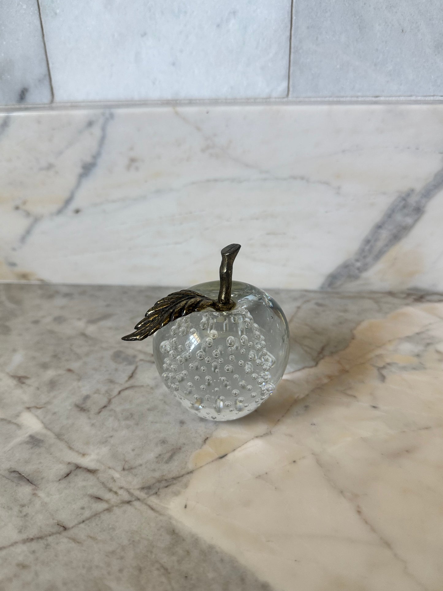 Glass Apple with Brass Stem