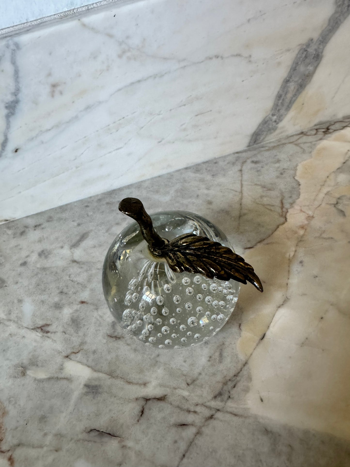Glass Apple with Brass Stem