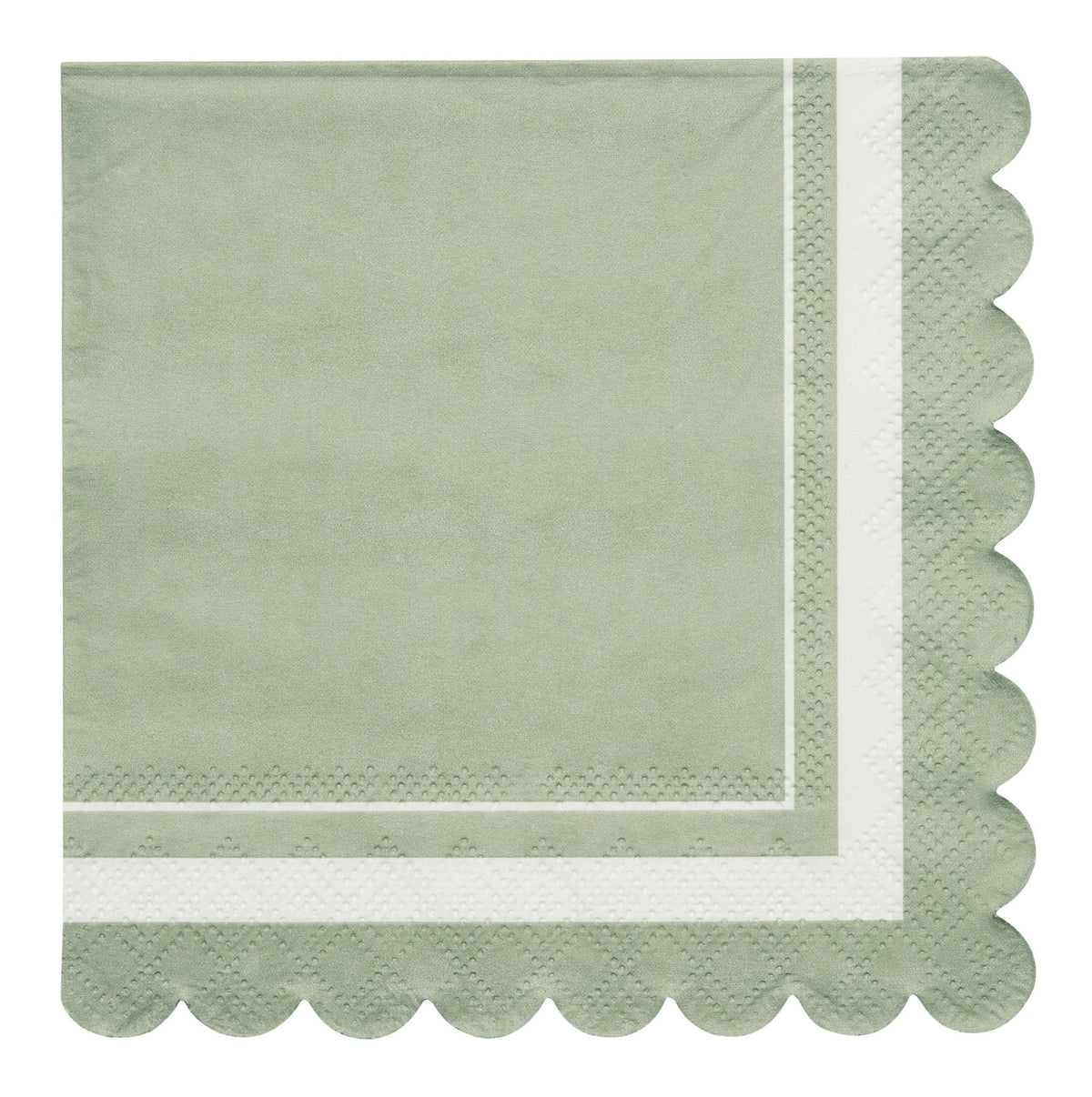 Scalloped Sage Cocktail Napkins - OAKSTREET SHOPPE