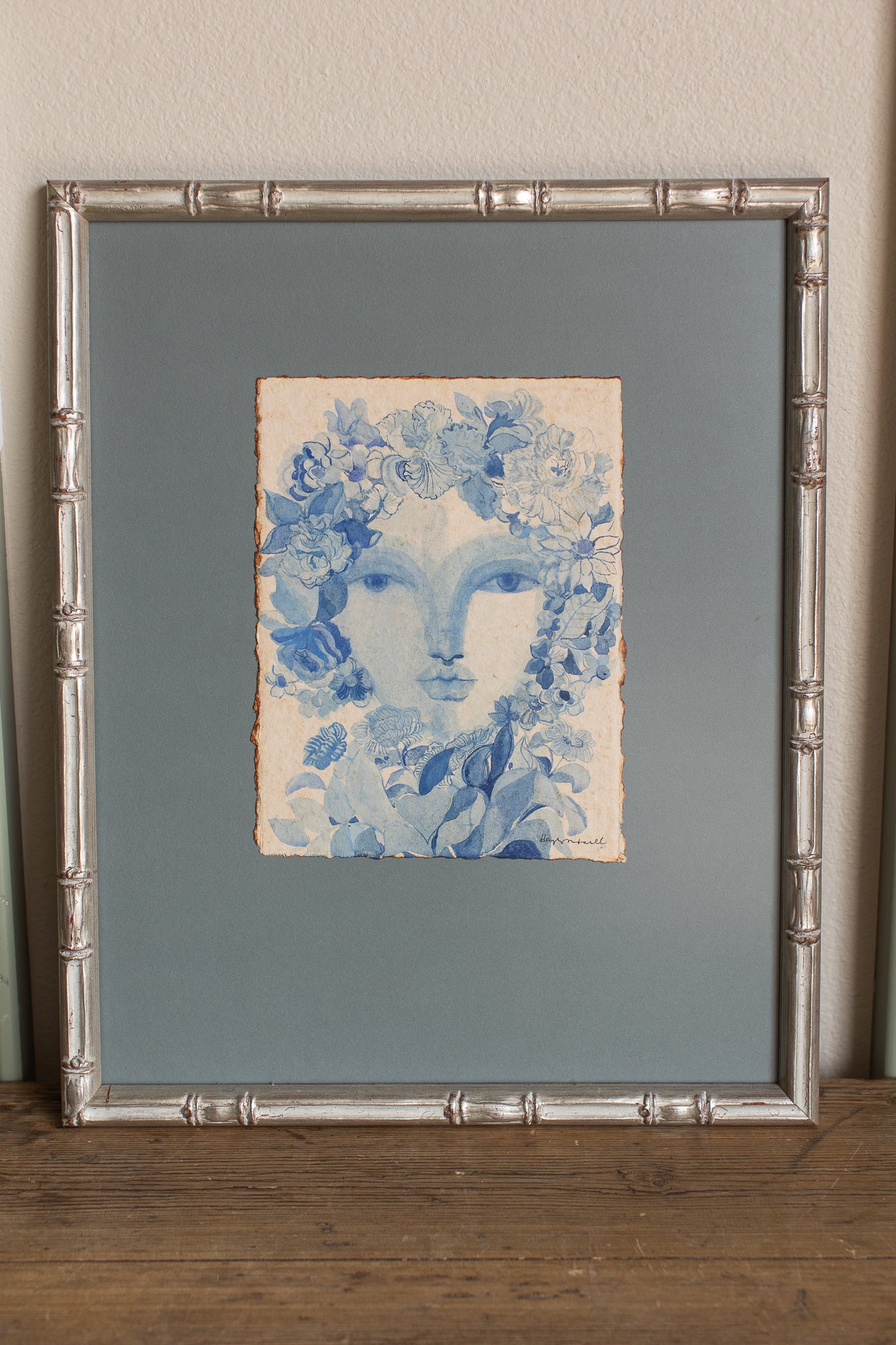 Blue Garden Muse Watercolor