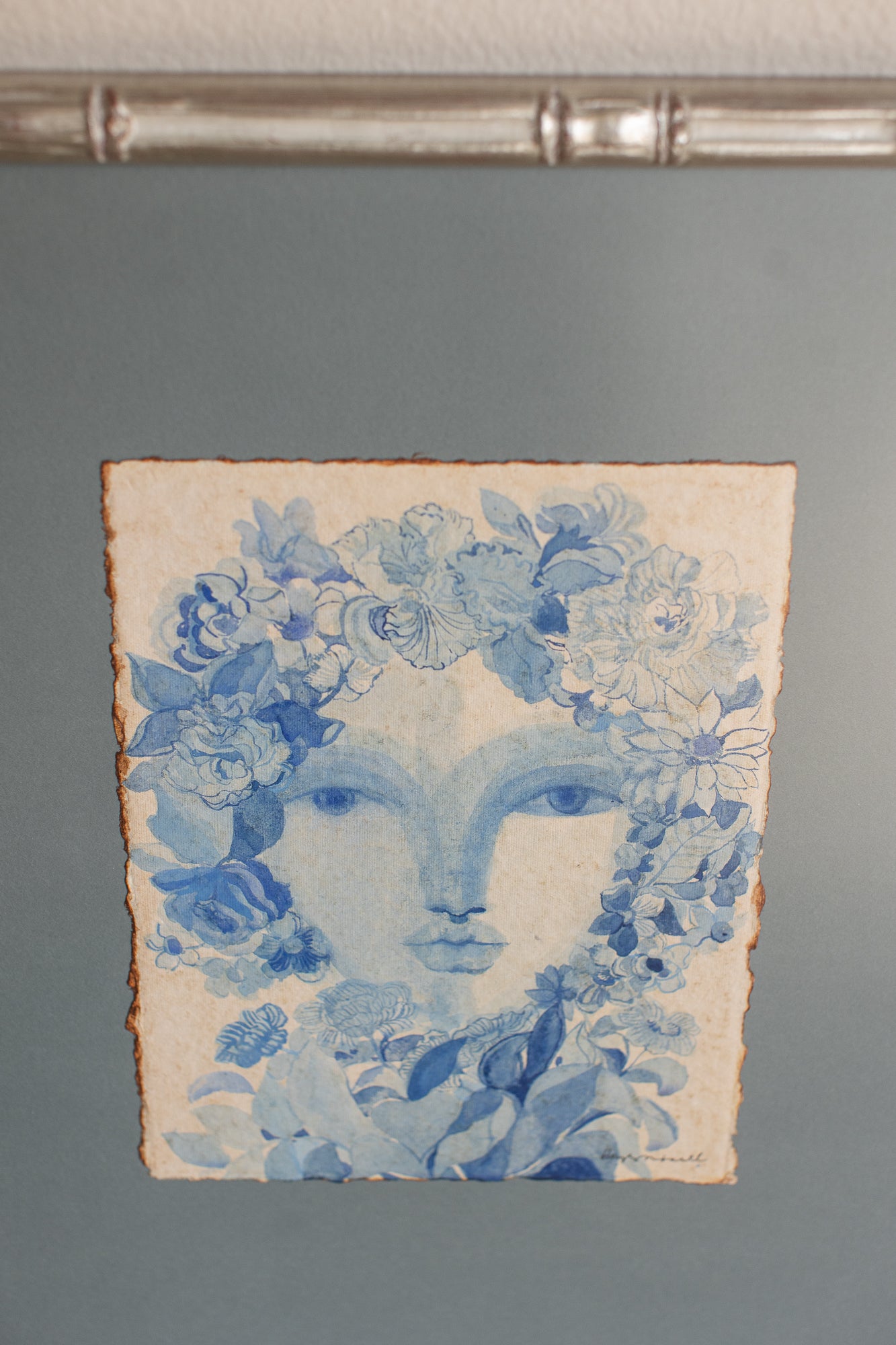 Blue Garden Muse Watercolor