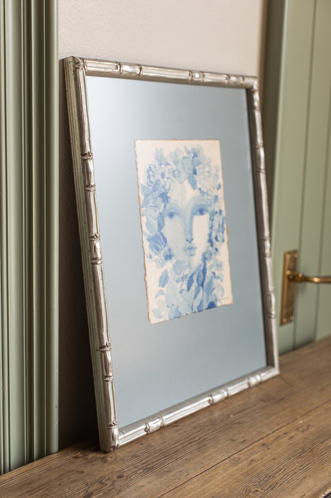 Blue Garden Muse Watercolor