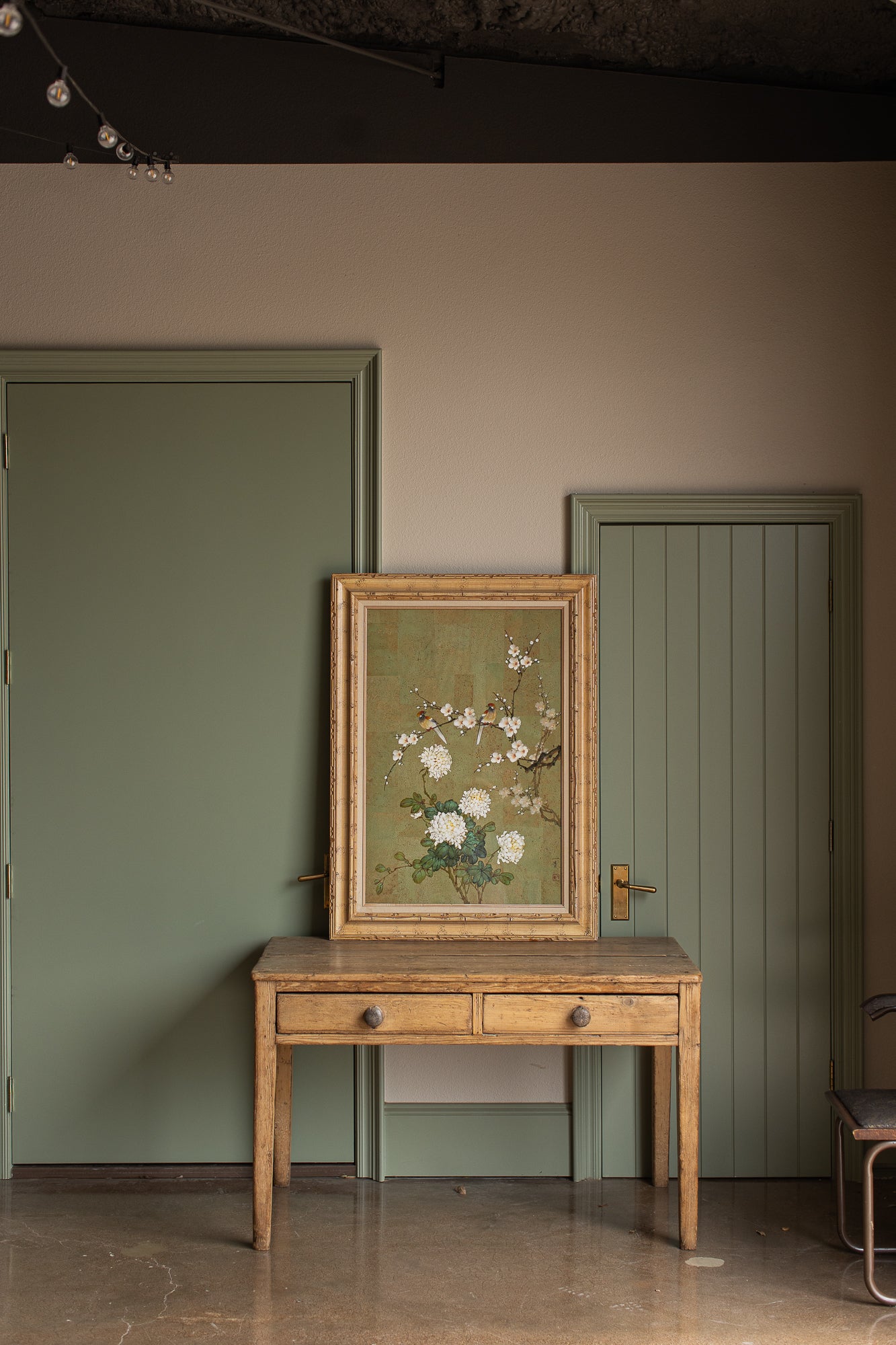 Vintage Hand-Painted Panel on Cork