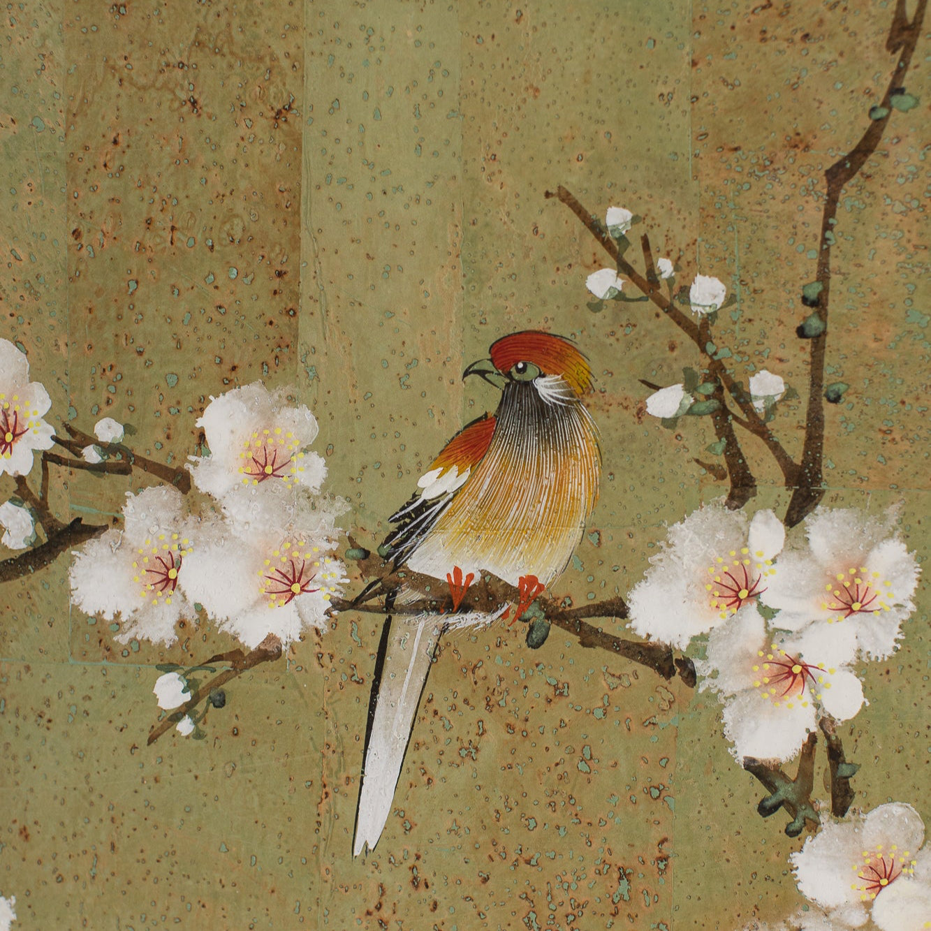 Vintage Hand-Painted Panel on Cork
