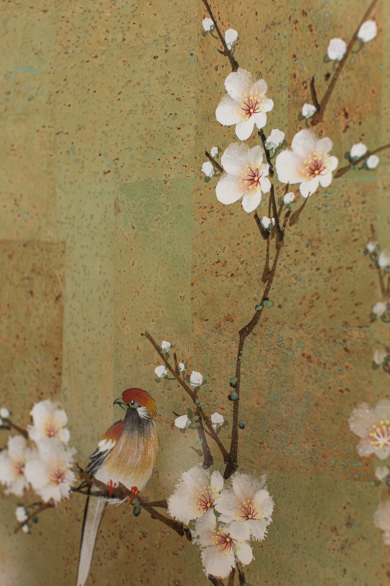 Vintage Hand-Painted Panel on Cork