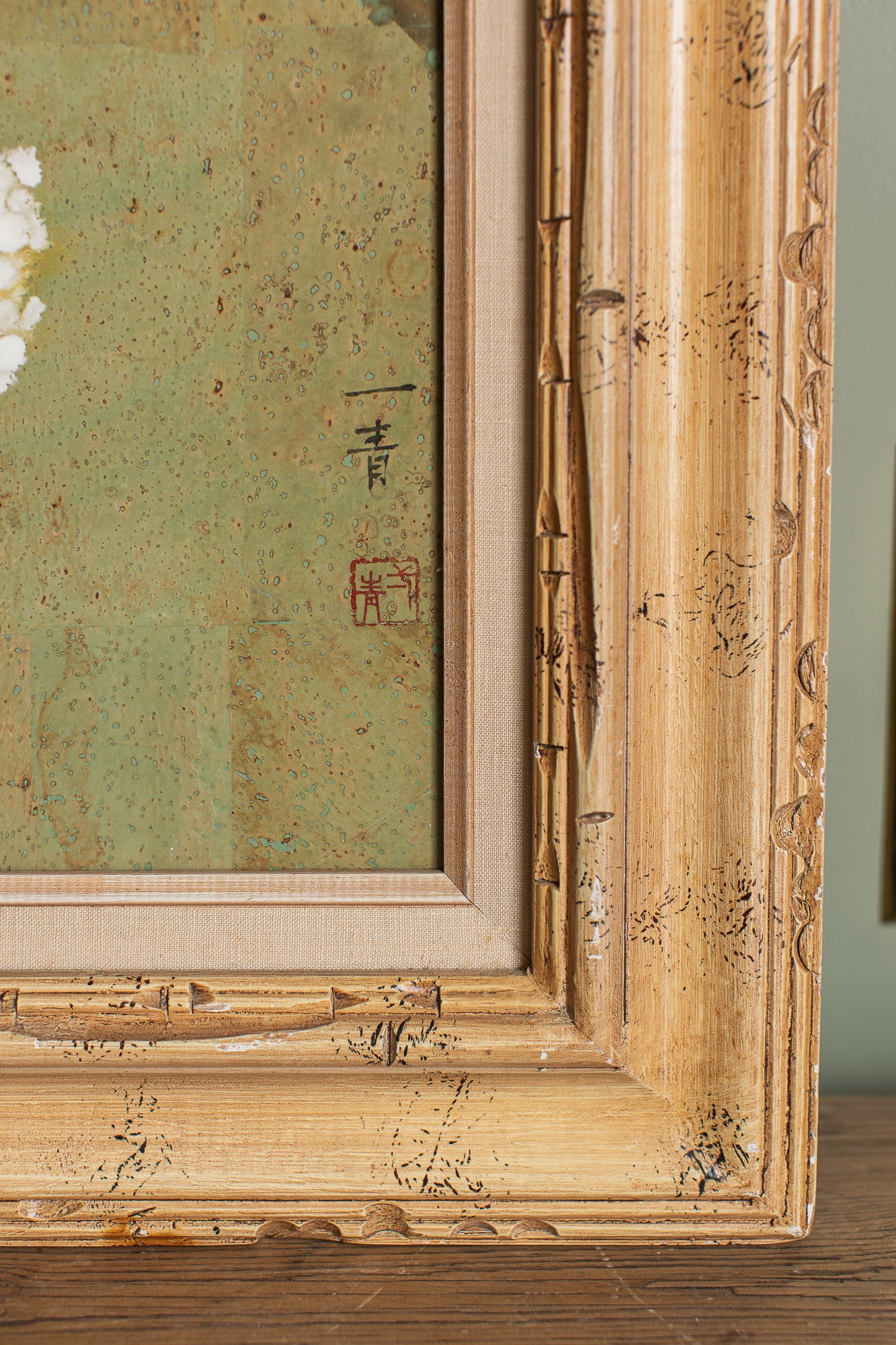 Vintage Hand-Painted Panel on Cork