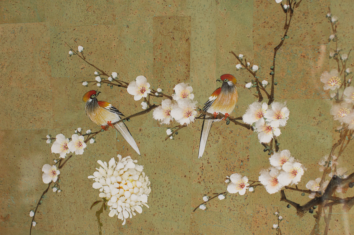 Vintage Hand-Painted Panel on Cork